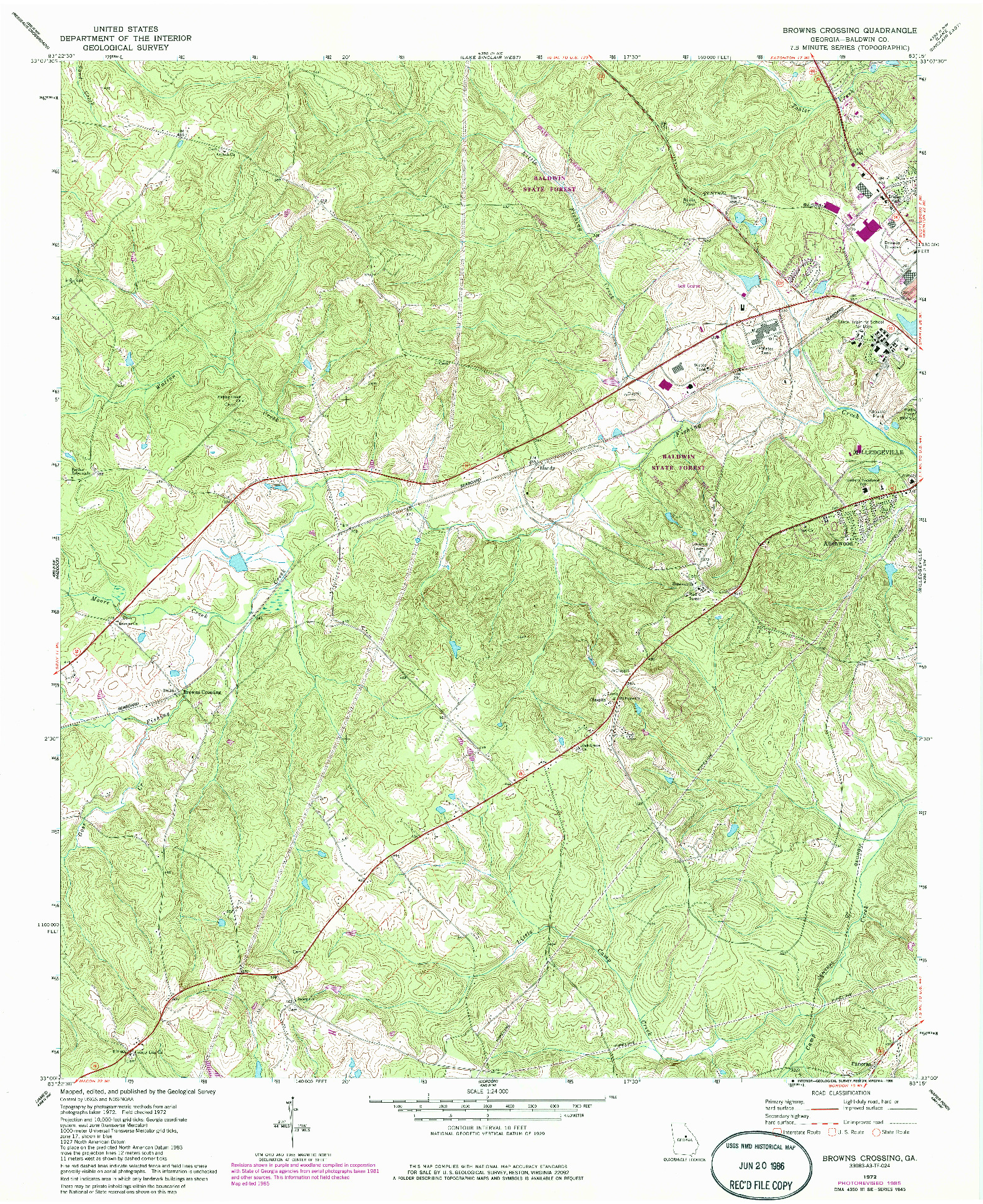 USGS 1:24000-SCALE QUADRANGLE FOR BROWNS CROSSING, GA 1972