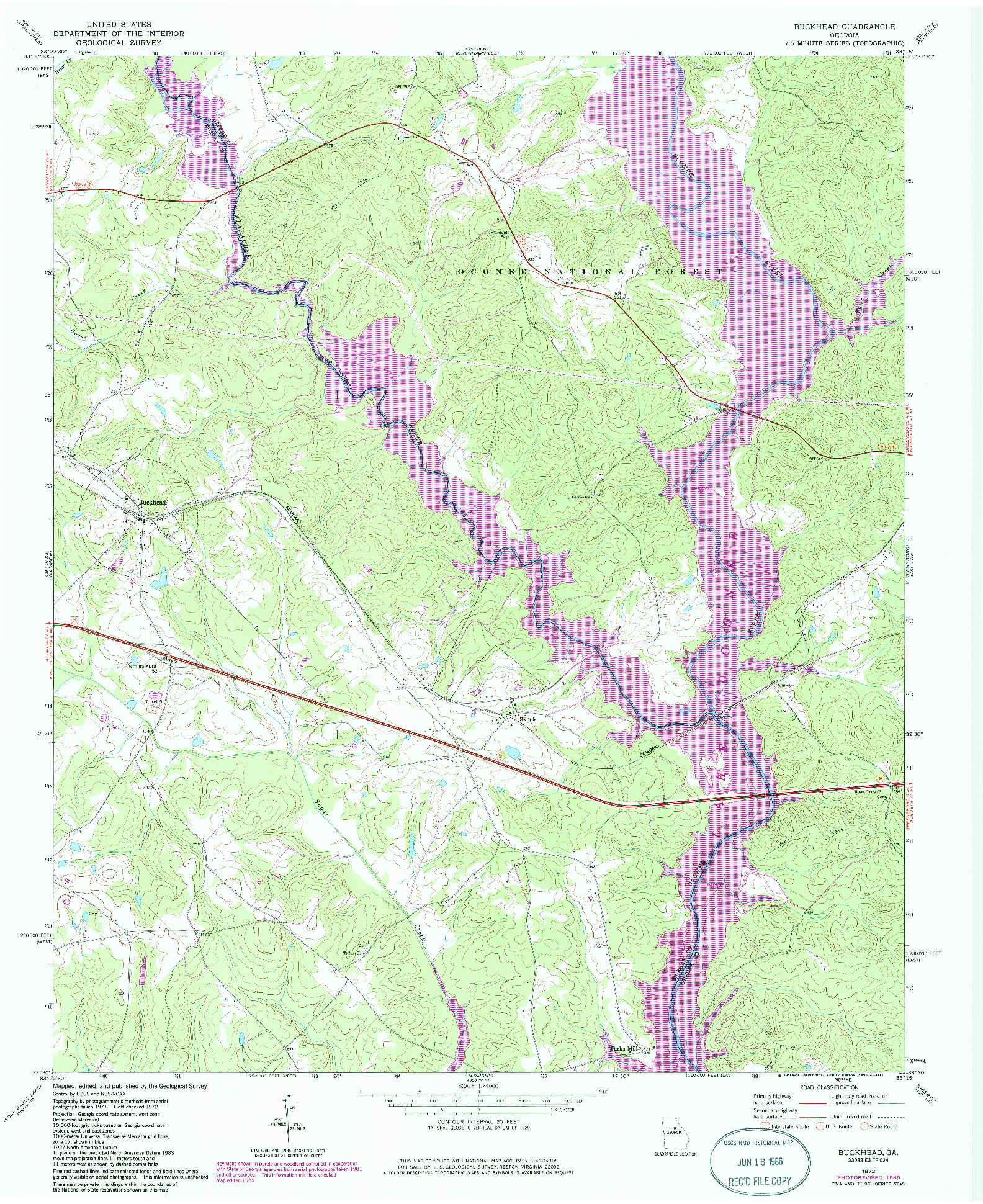 USGS 1:24000-SCALE QUADRANGLE FOR BUCKHEAD, GA 1972