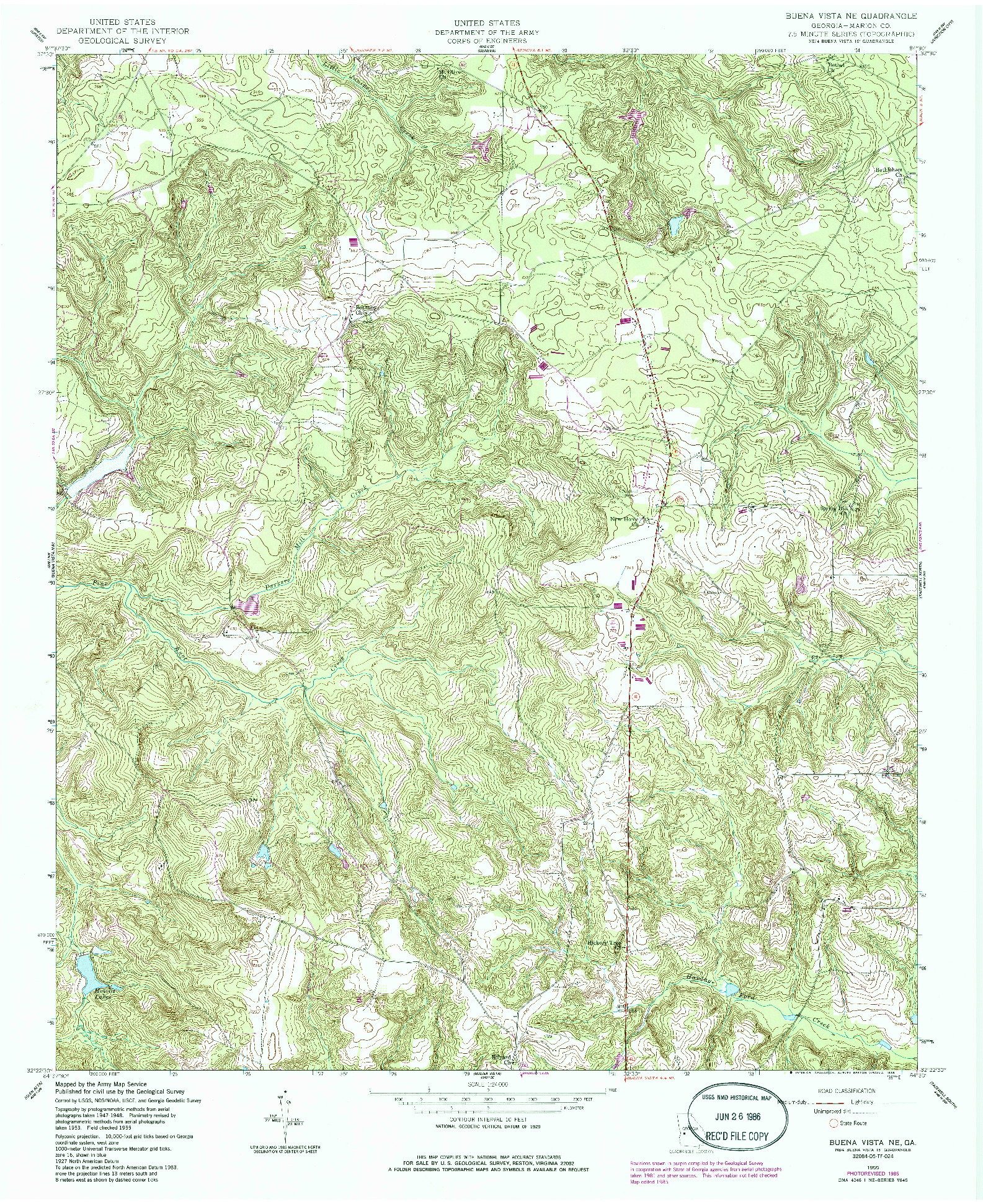 USGS 1:24000-SCALE QUADRANGLE FOR BUENA VISTA NE, GA 1955