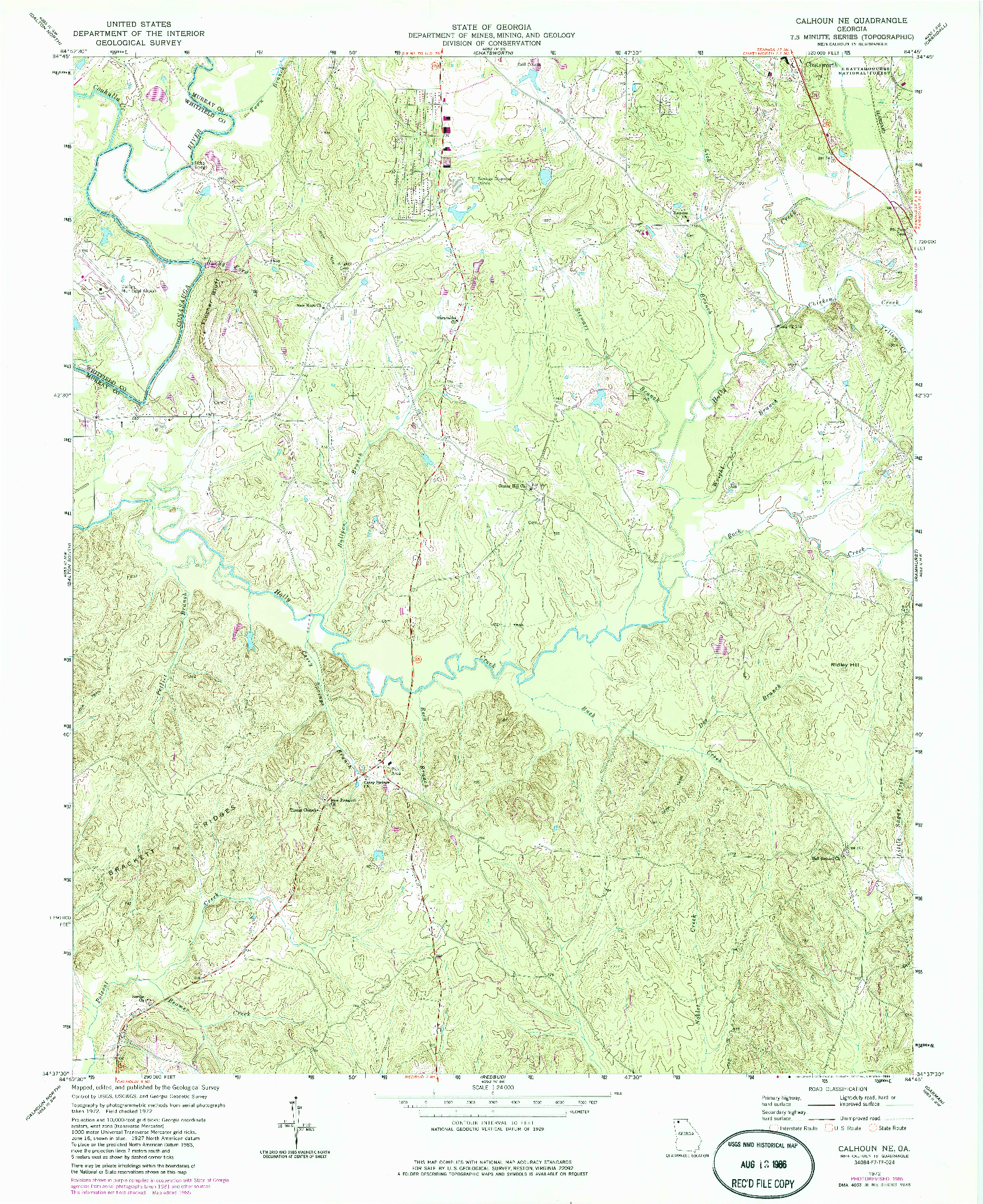USGS 1:24000-SCALE QUADRANGLE FOR CALHOUN NE, GA 1972