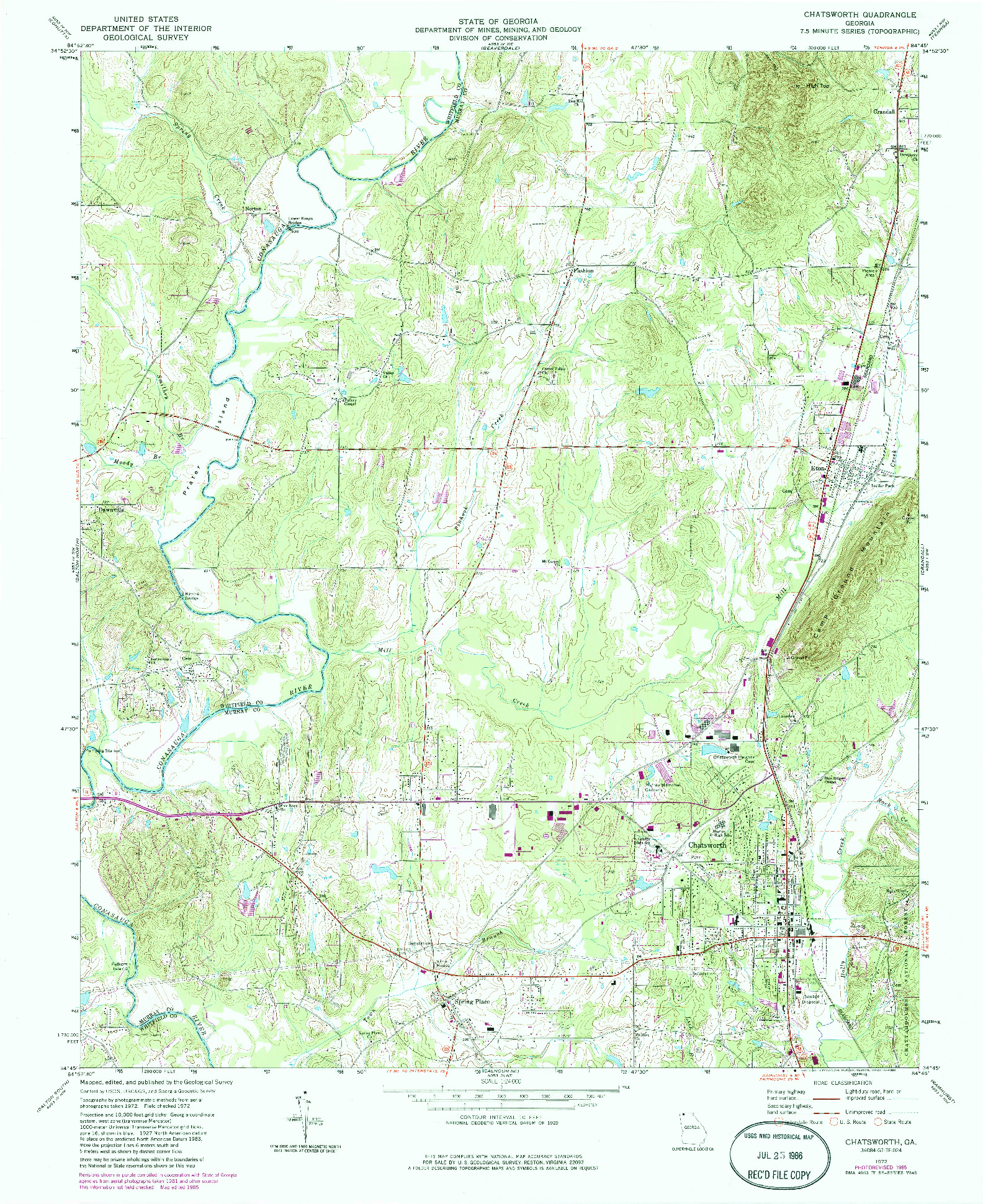 USGS 1:24000-SCALE QUADRANGLE FOR CHATSWORTH, GA 1972