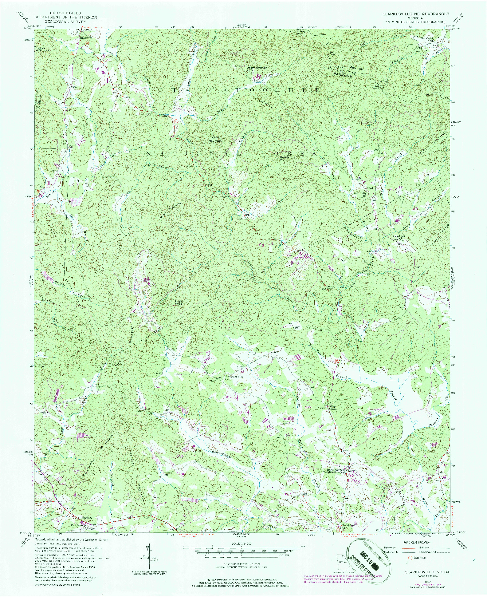 USGS 1:24000-SCALE QUADRANGLE FOR CLARKESVILLE NE, GA 1957