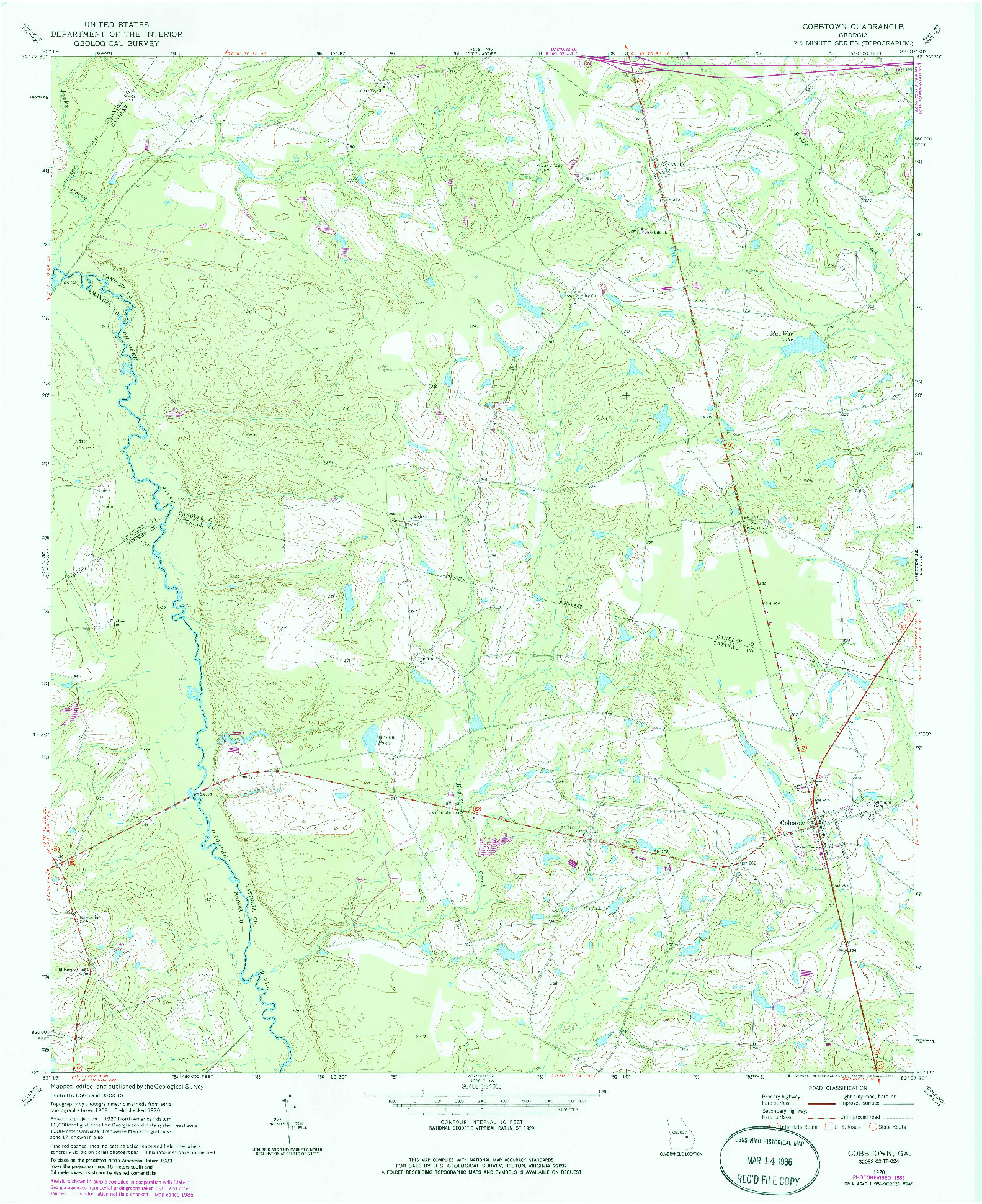 USGS 1:24000-SCALE QUADRANGLE FOR COBBTOWN, GA 1970