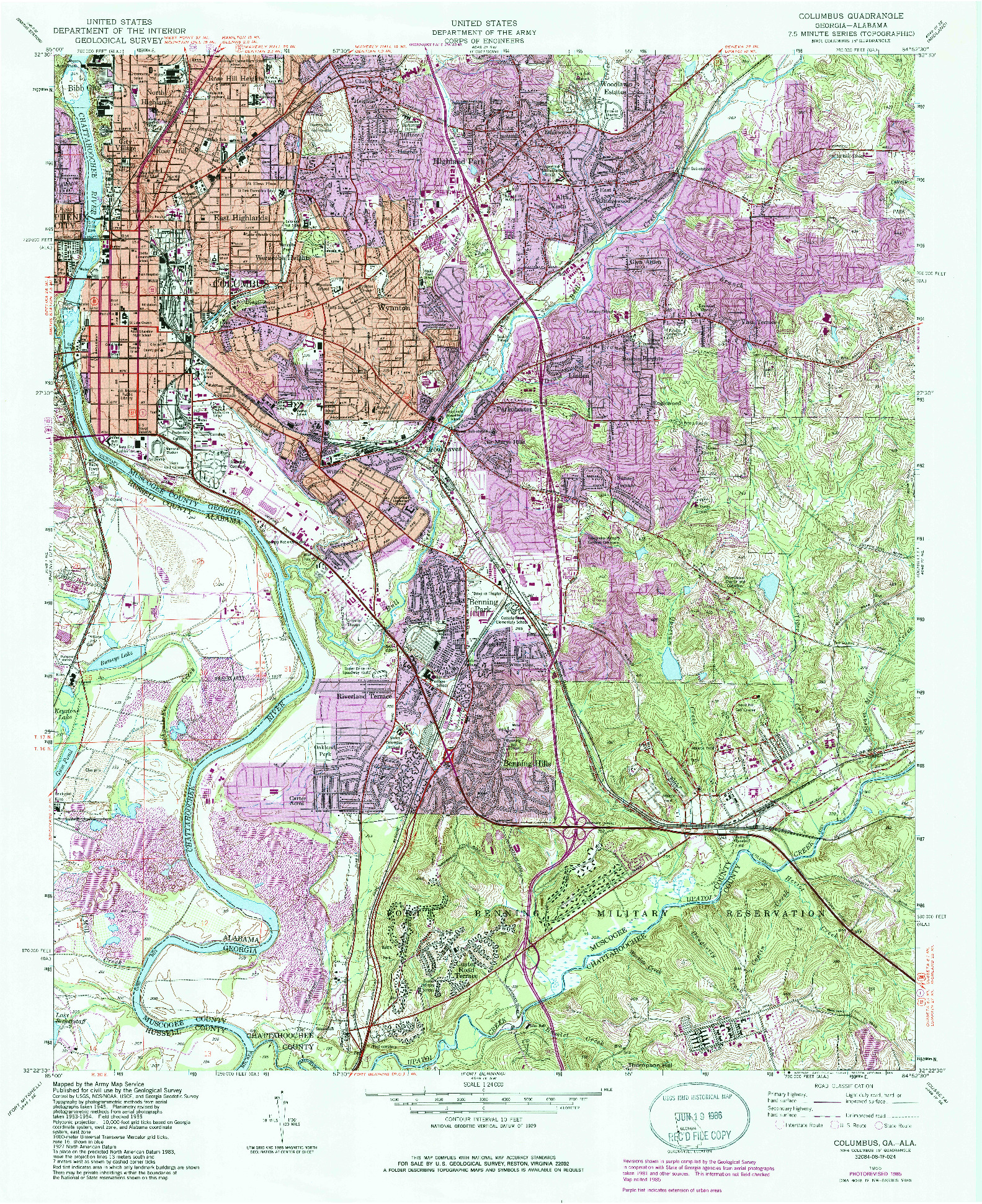 USGS 1:24000-SCALE QUADRANGLE FOR COLUMBUS, GA 1955
