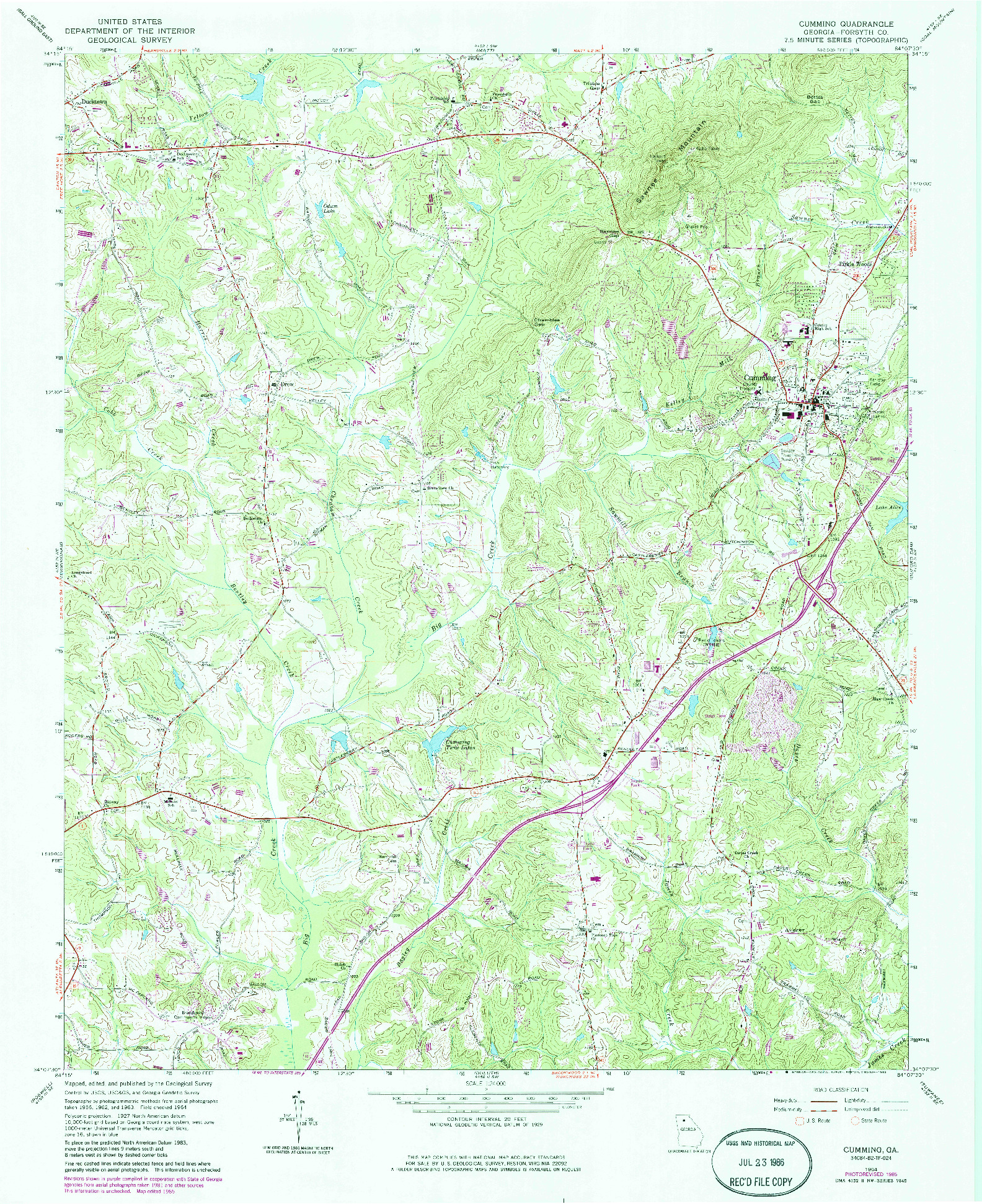 USGS 1:24000-SCALE QUADRANGLE FOR CUMMING, GA 1964