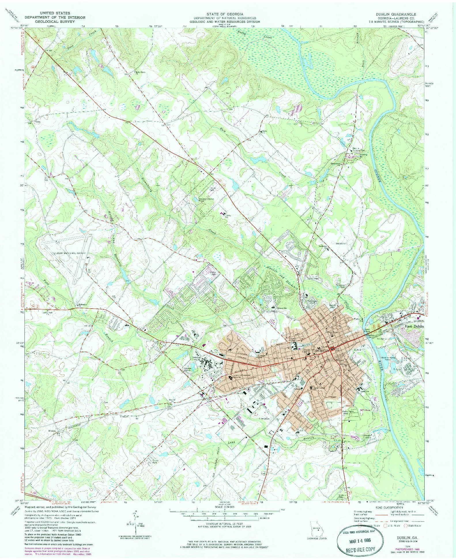 USGS 1:24000-SCALE QUADRANGLE FOR DUBLIN, GA 1974