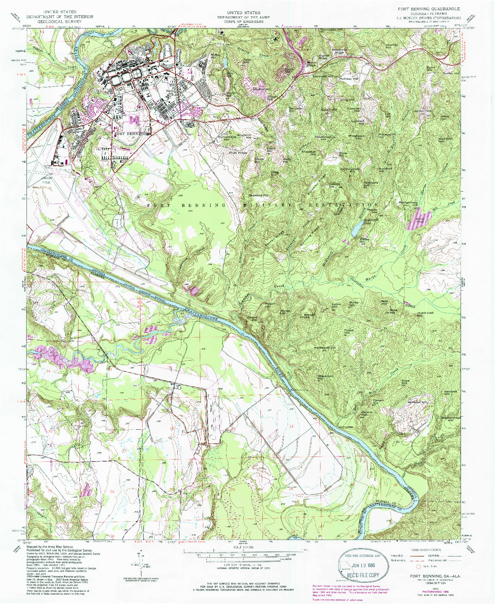 USGS 1:24000-SCALE QUADRANGLE FOR FORT BENNING, GA 1955