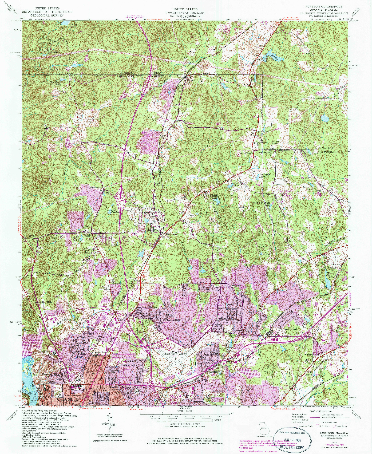 USGS 1:24000-SCALE QUADRANGLE FOR FORTSON, GA 1955