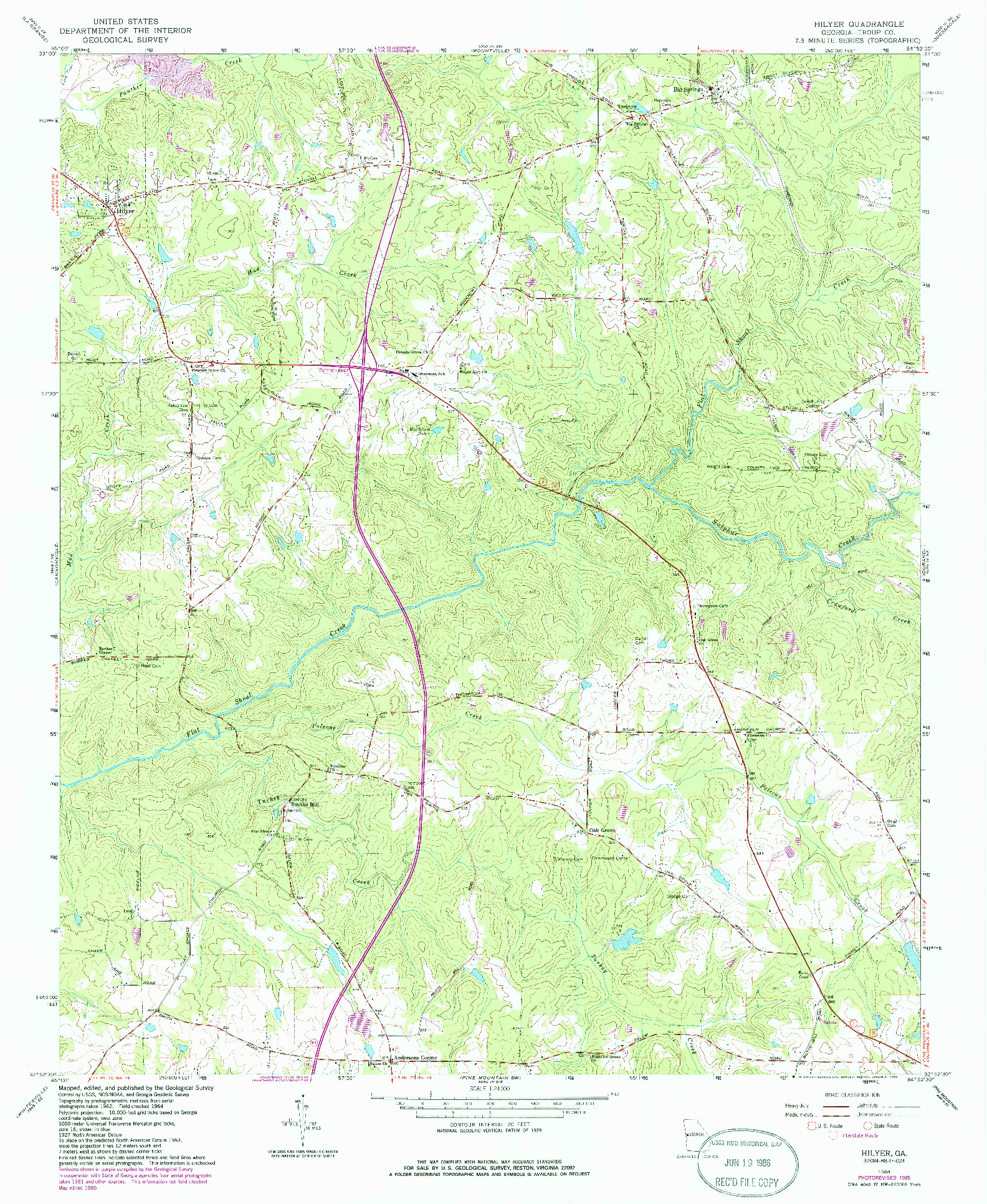 USGS 1:24000-SCALE QUADRANGLE FOR HILYER, GA 1964