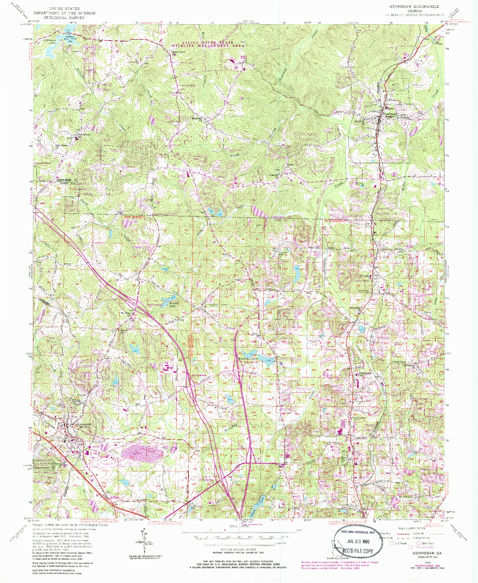 USGS 1:24000-SCALE QUADRANGLE FOR KENNESAW, GA 1956