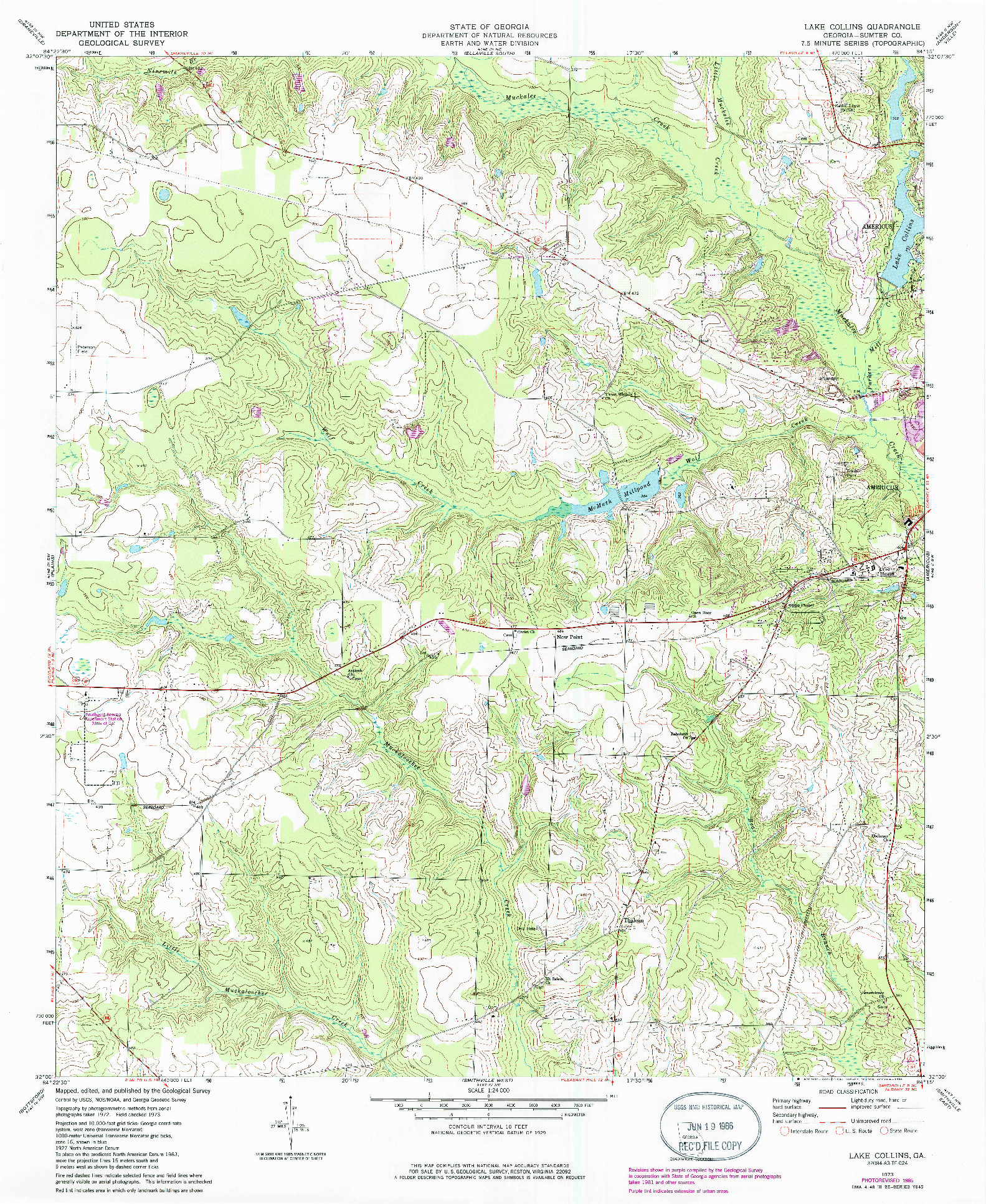 USGS 1:24000-SCALE QUADRANGLE FOR LAKE COLLINS, GA 1973