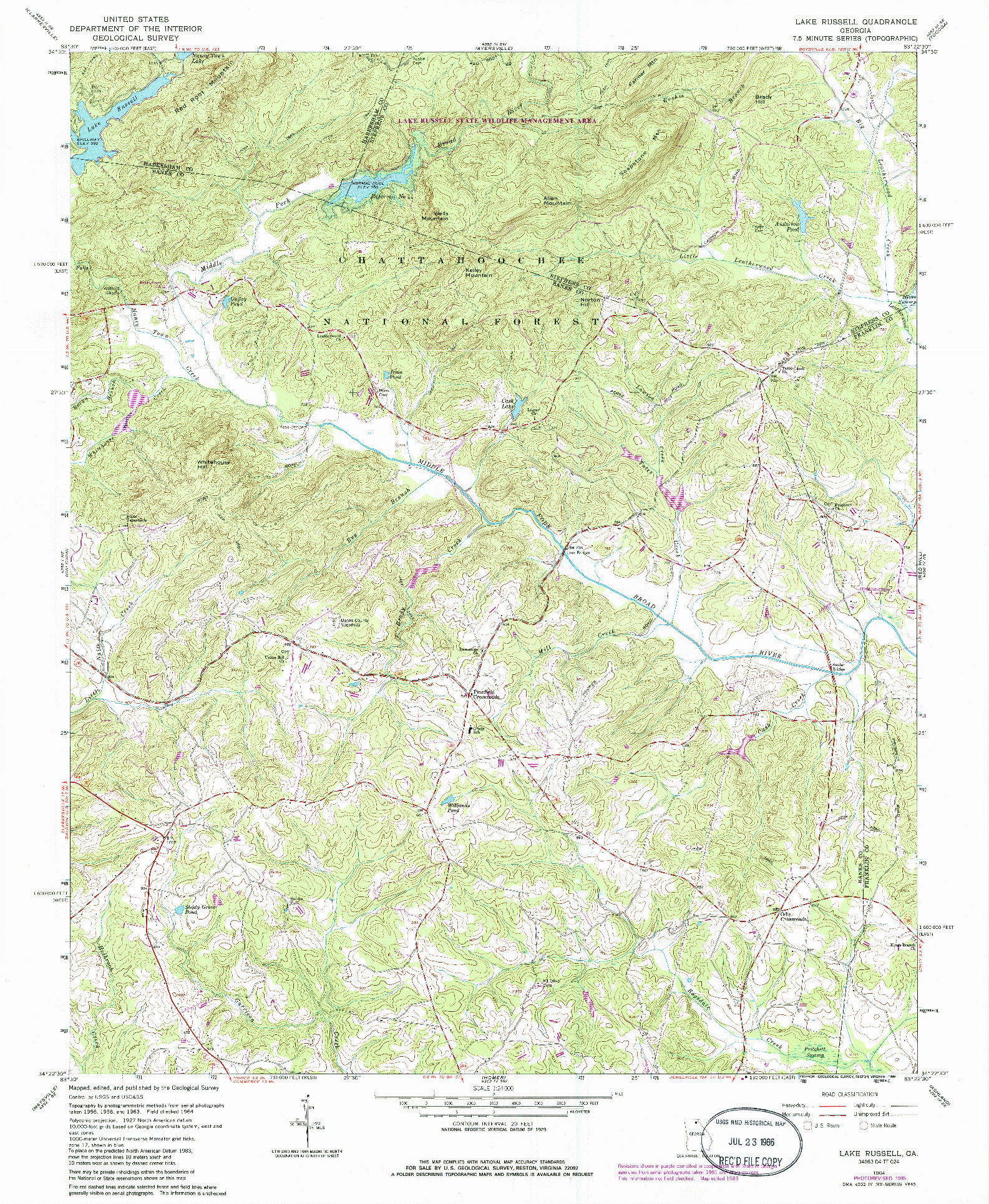 USGS 1:24000-SCALE QUADRANGLE FOR LAKE RUSSELL, GA 1964