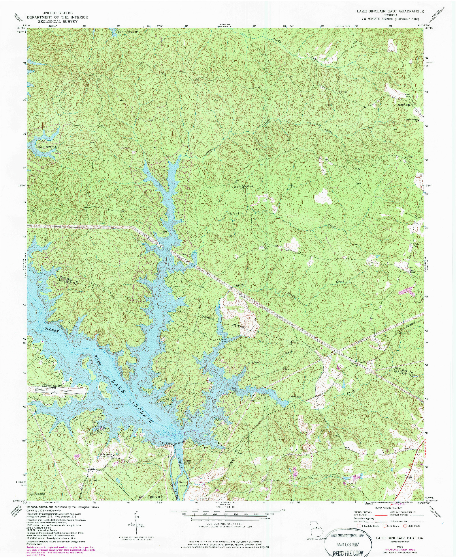 USGS 1:24000-SCALE QUADRANGLE FOR LAKE SINCLAIR EAST, GA 1972