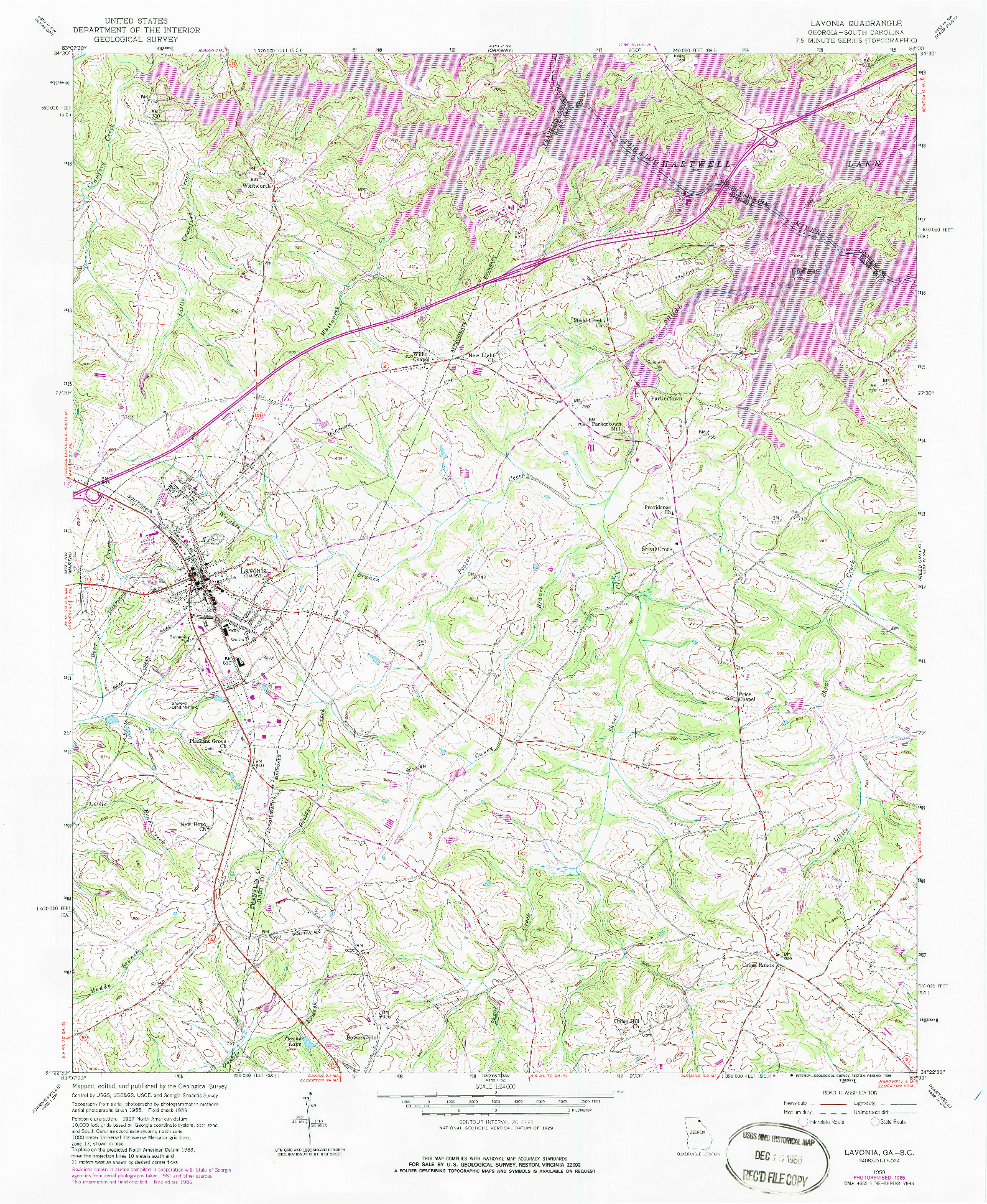 USGS 1:24000-SCALE QUADRANGLE FOR LAVONIA, GA 1985