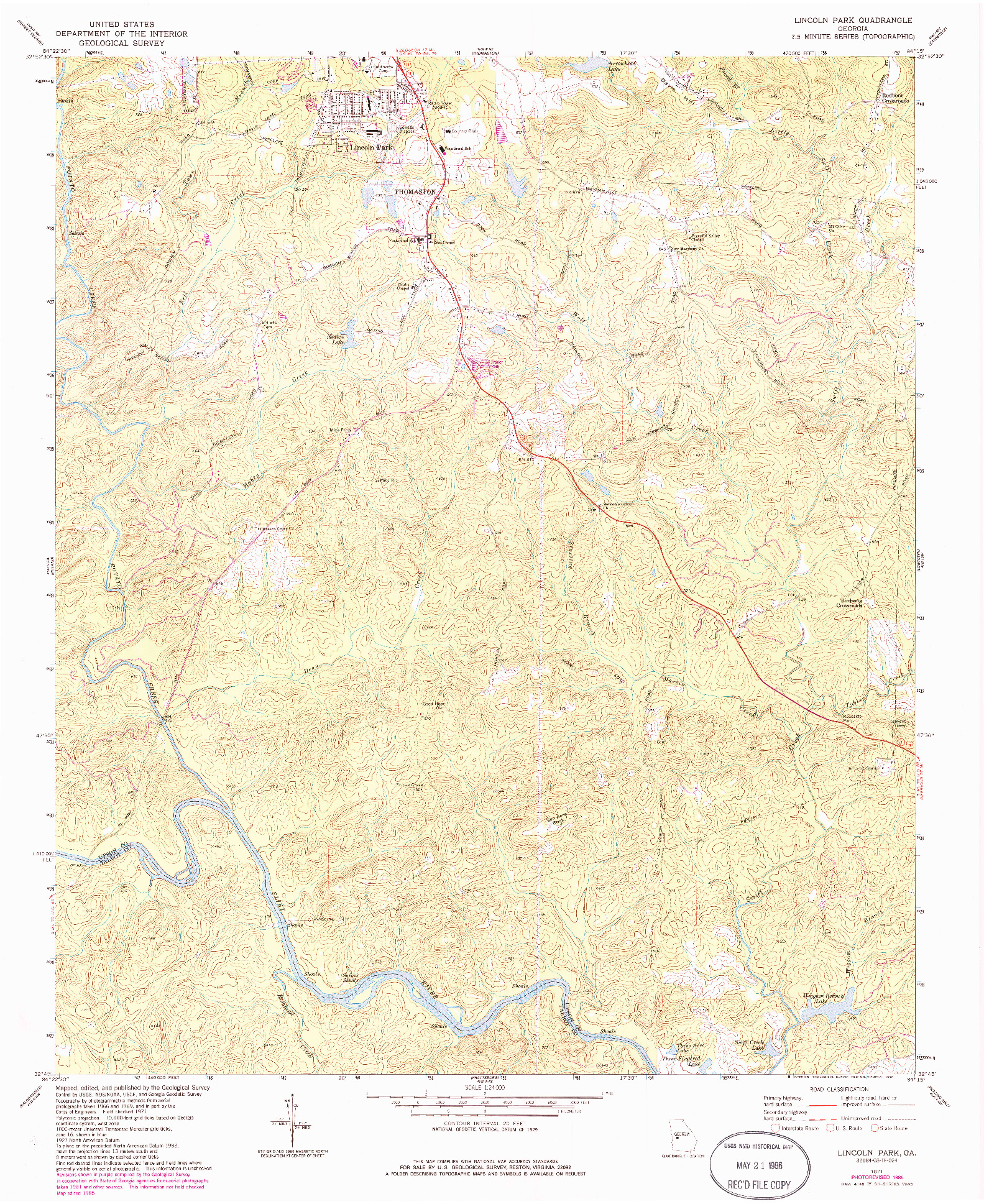 USGS 1:24000-SCALE QUADRANGLE FOR LINCOLN PARK, GA 1971