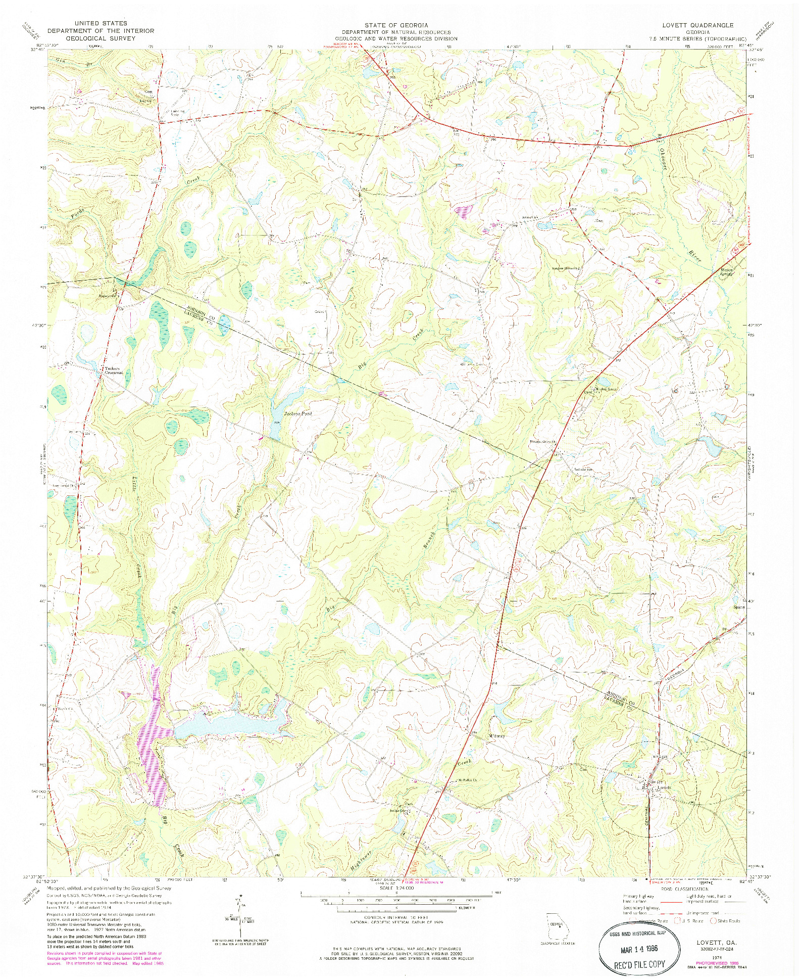 USGS 1:24000-SCALE QUADRANGLE FOR LOVETT, GA 1974