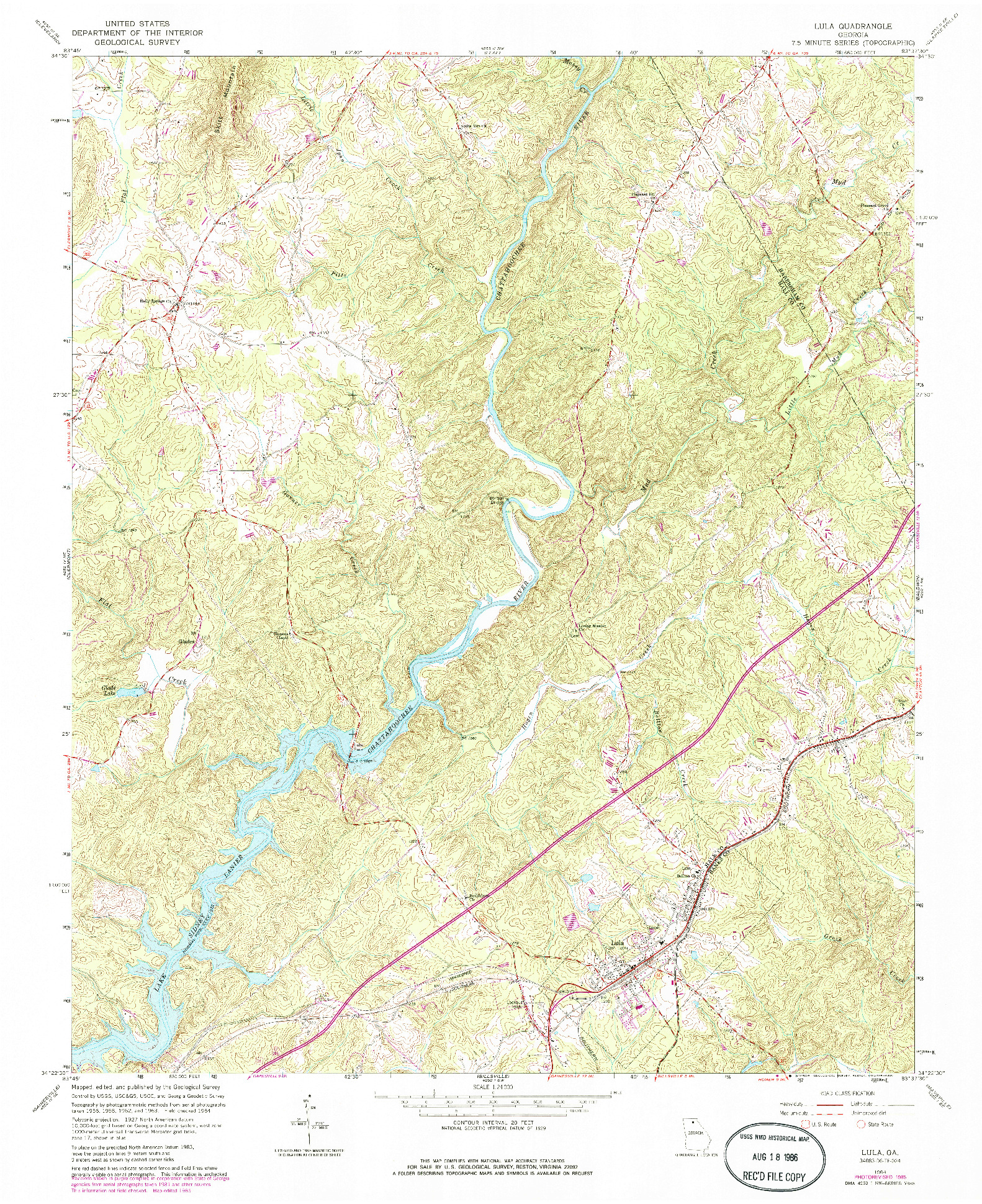 USGS 1:24000-SCALE QUADRANGLE FOR LULA, GA 1964