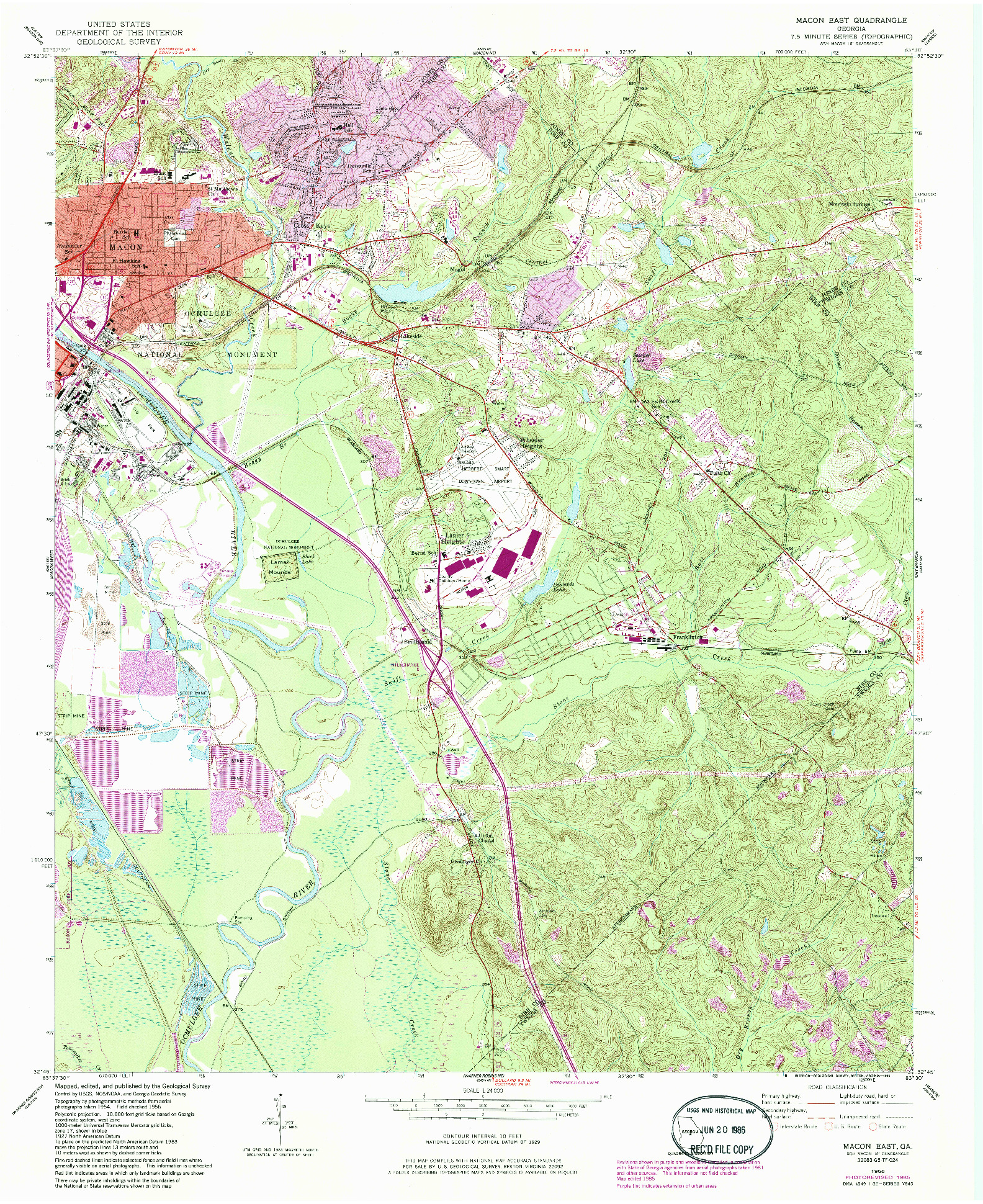 USGS 1:24000-SCALE QUADRANGLE FOR MACON EAST, GA 1956