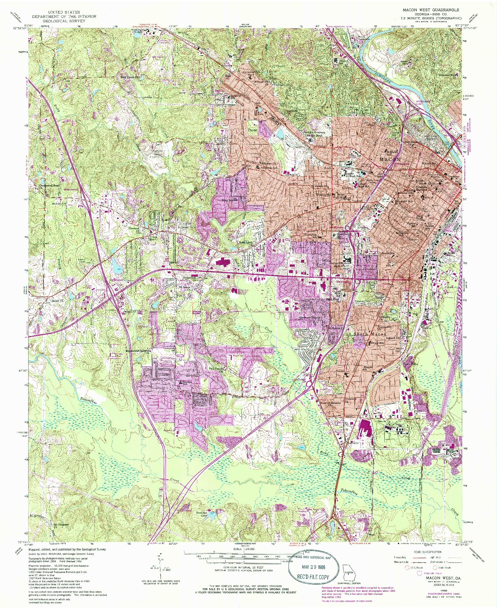 USGS 1:24000-SCALE QUADRANGLE FOR MACON WEST, GA 1956