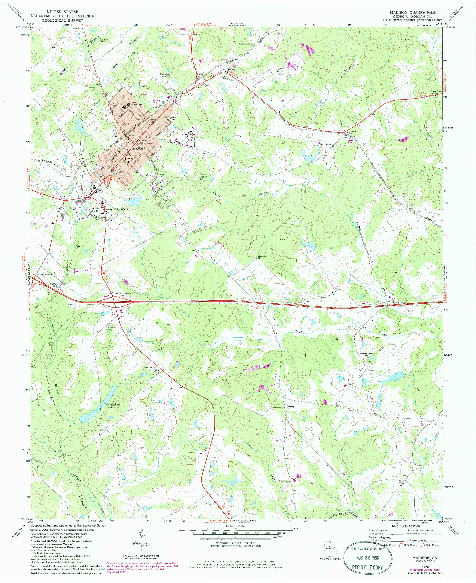 USGS 1:24000-SCALE QUADRANGLE FOR MADISON, GA 1972