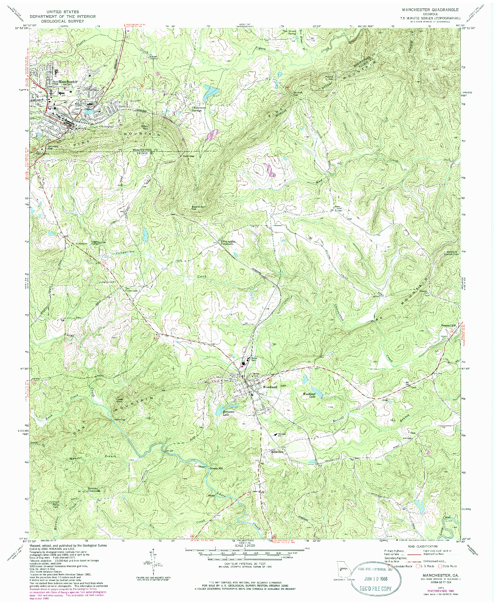 USGS 1:24000-SCALE QUADRANGLE FOR MANCHESTER, GA 1971