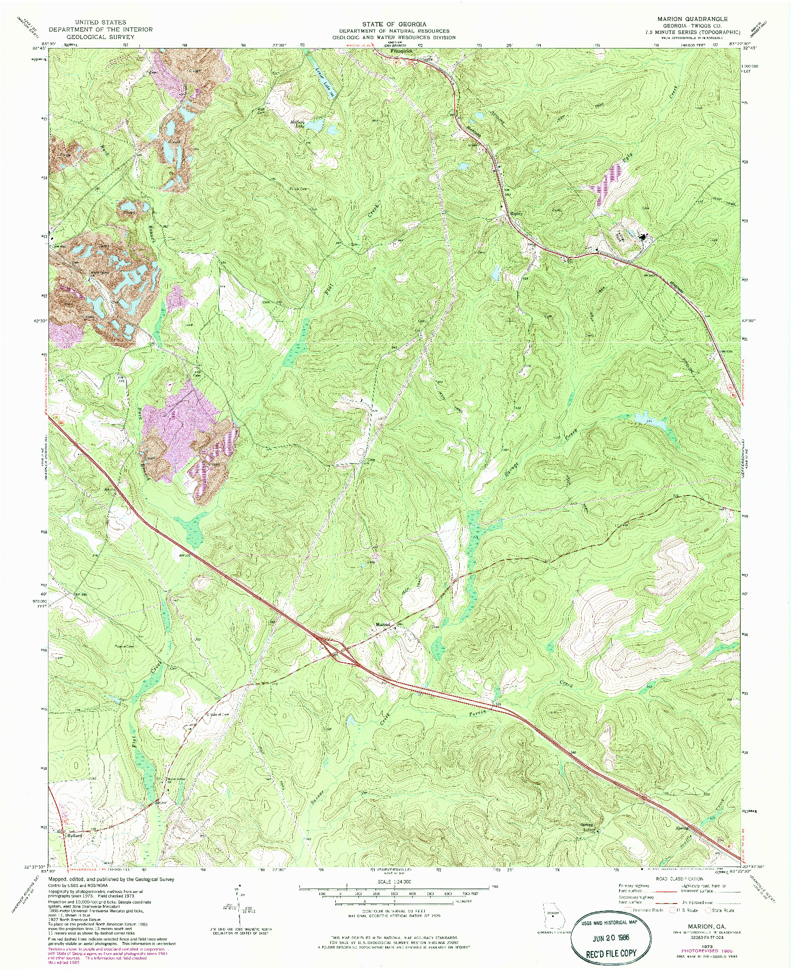 USGS 1:24000-SCALE QUADRANGLE FOR MARION, GA 1973