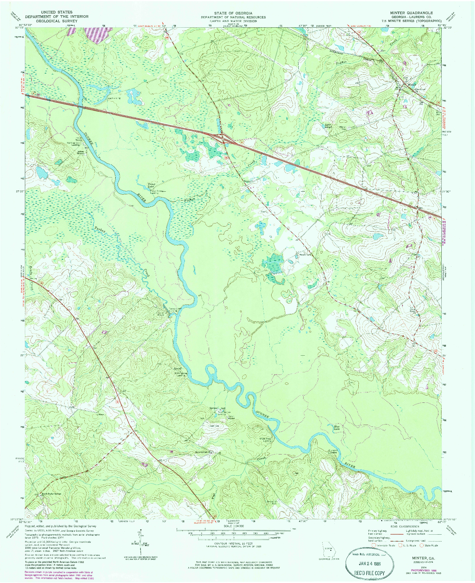 USGS 1:24000-SCALE QUADRANGLE FOR MINTER, GA 1974