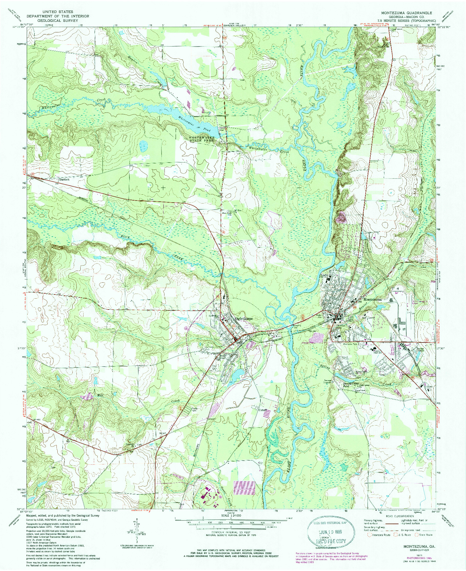 USGS 1:24000-SCALE QUADRANGLE FOR MONTEZUMA, GA 1971