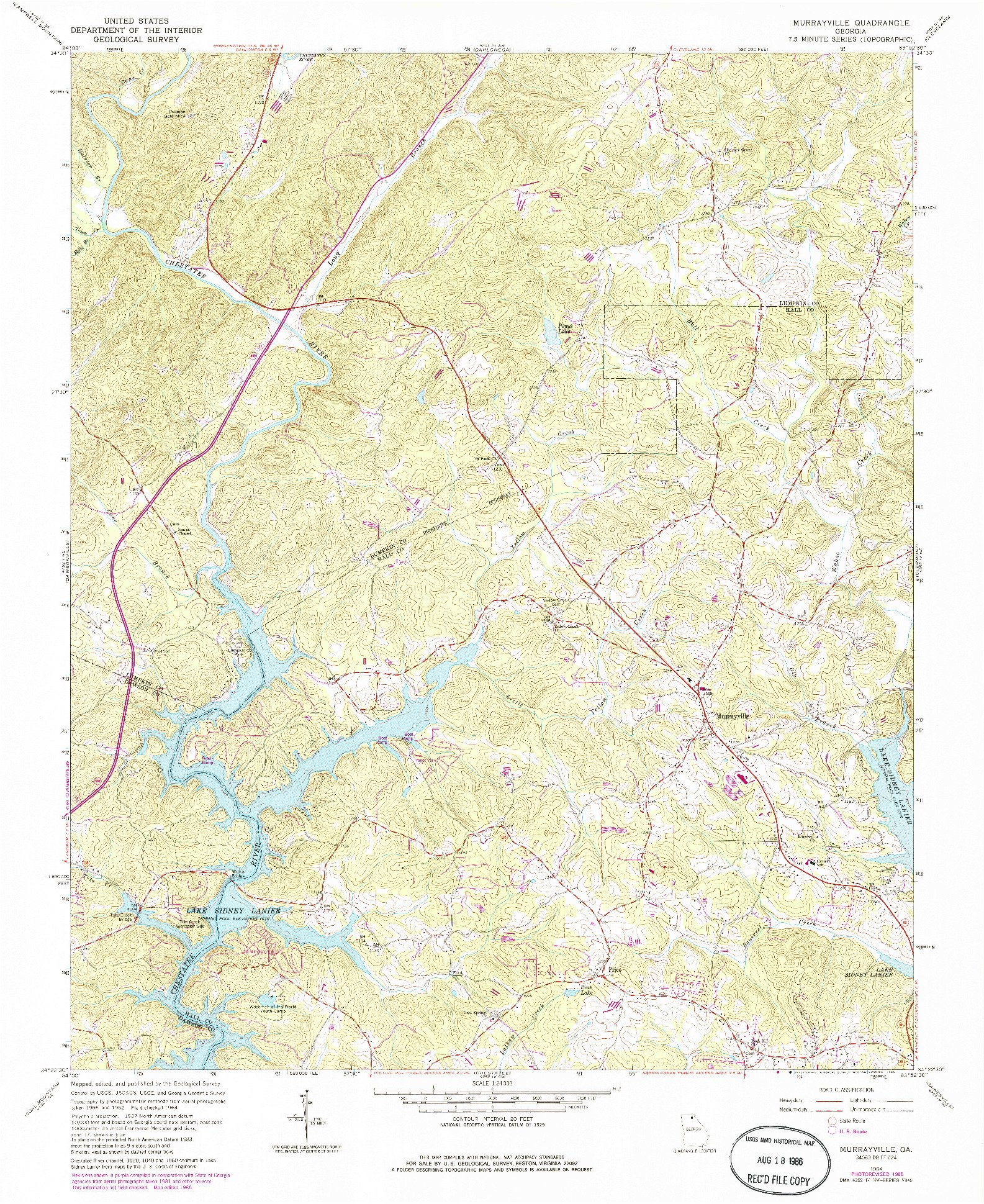 USGS 1:24000-SCALE QUADRANGLE FOR MURRAYVILLE, GA 1964