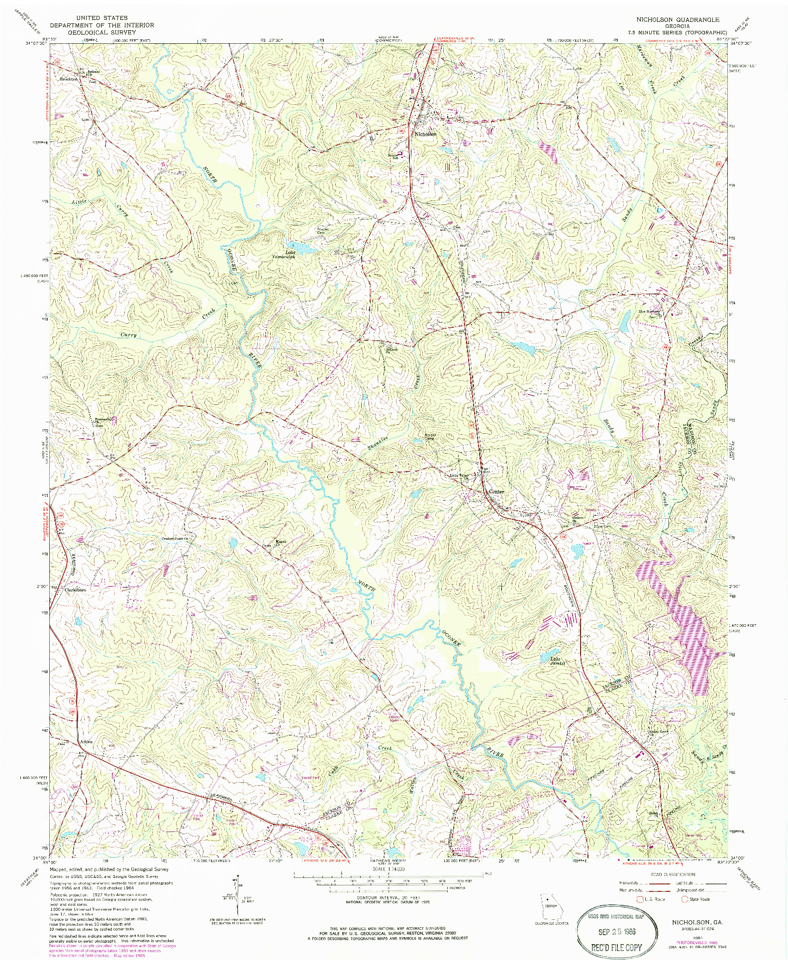 USGS 1:24000-SCALE QUADRANGLE FOR NICHOLSON, GA 1964