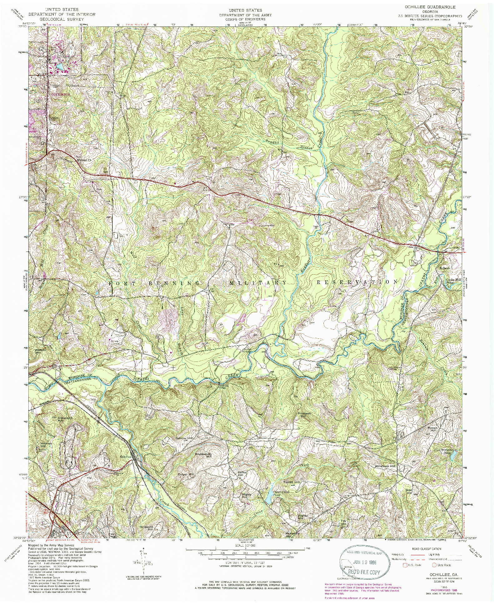 USGS 1:24000-SCALE QUADRANGLE FOR OCHILLEE, GA 1955