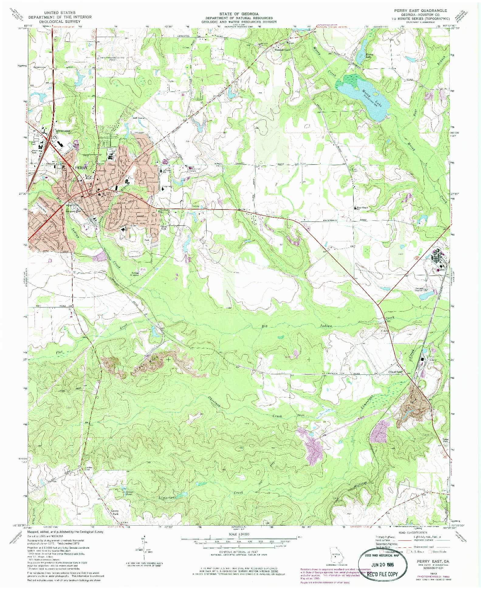 USGS 1:24000-SCALE QUADRANGLE FOR PERRY EAST, GA 1973