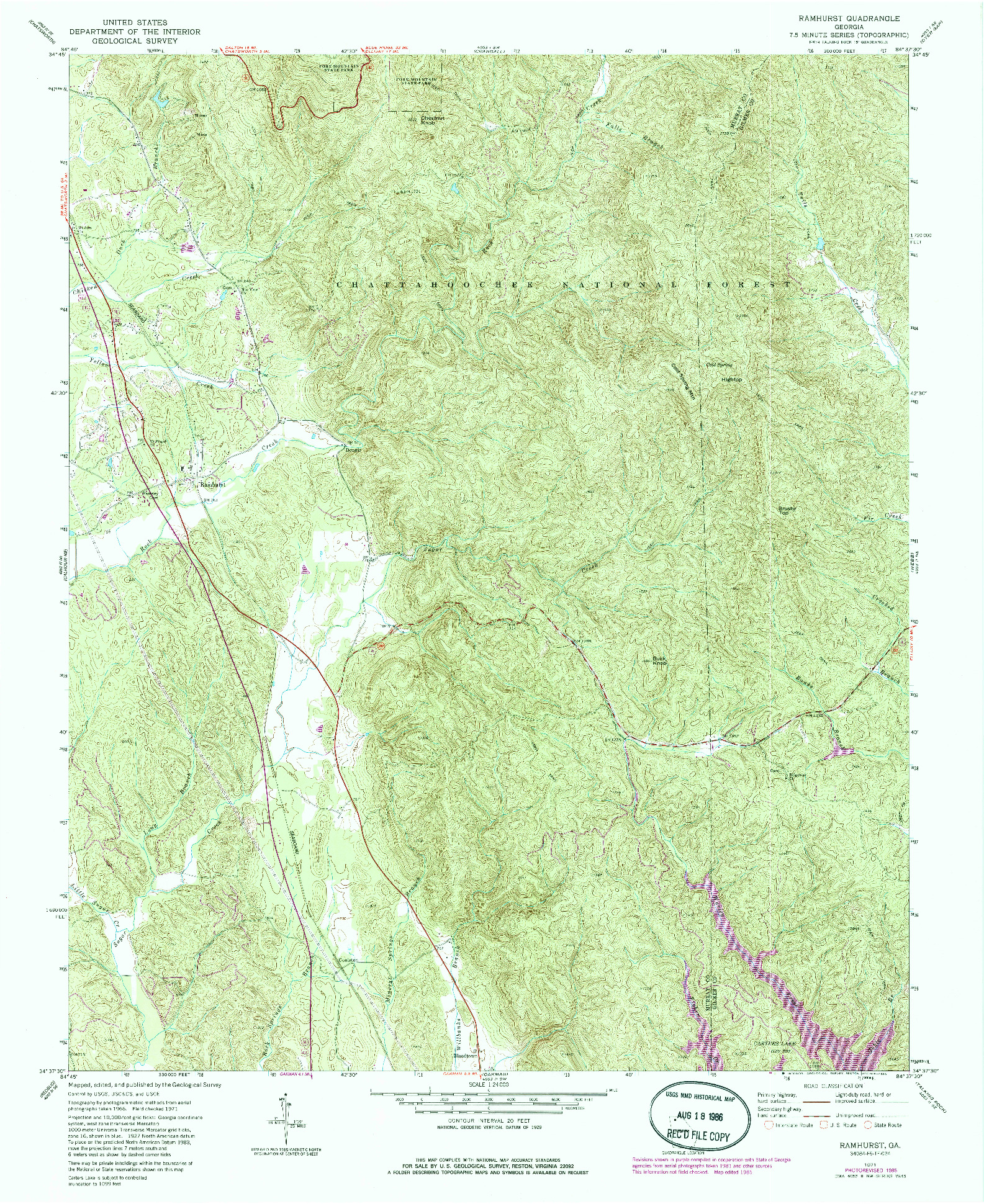 USGS 1:24000-SCALE QUADRANGLE FOR RAMHURST, GA 1971