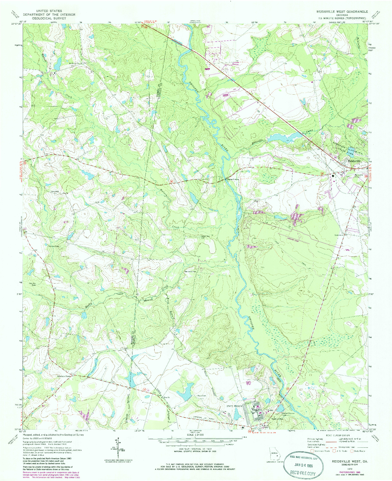 USGS 1:24000-SCALE QUADRANGLE FOR REIDSVILLE WEST, GA 1970