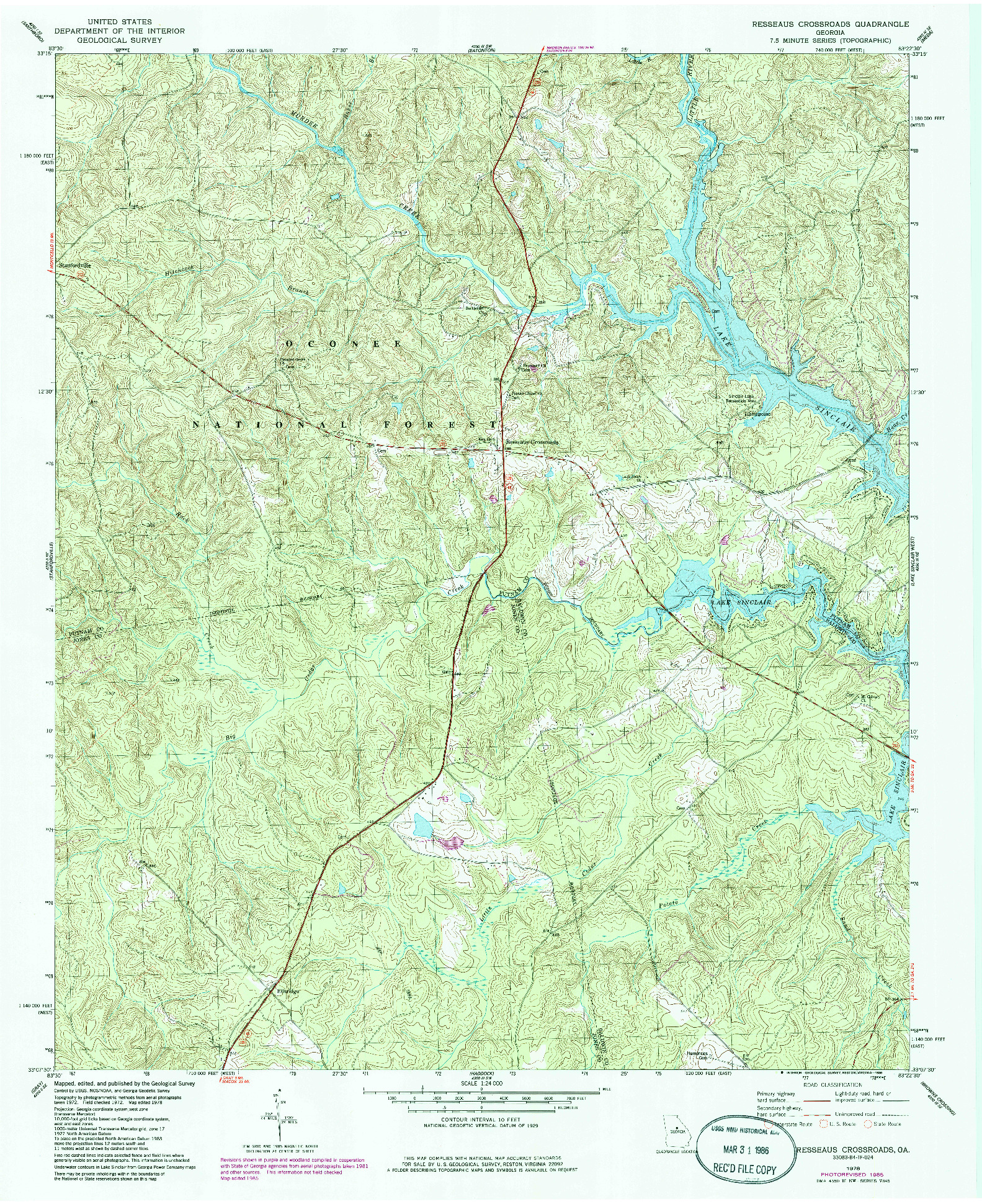 USGS 1:24000-SCALE QUADRANGLE FOR RESSEAUS CROSSROADS, GA 1978