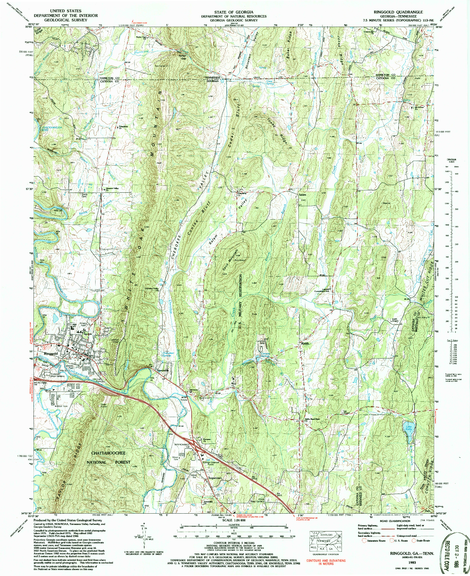 USGS 1:24000-SCALE QUADRANGLE FOR RINGGOLD, GA 1983