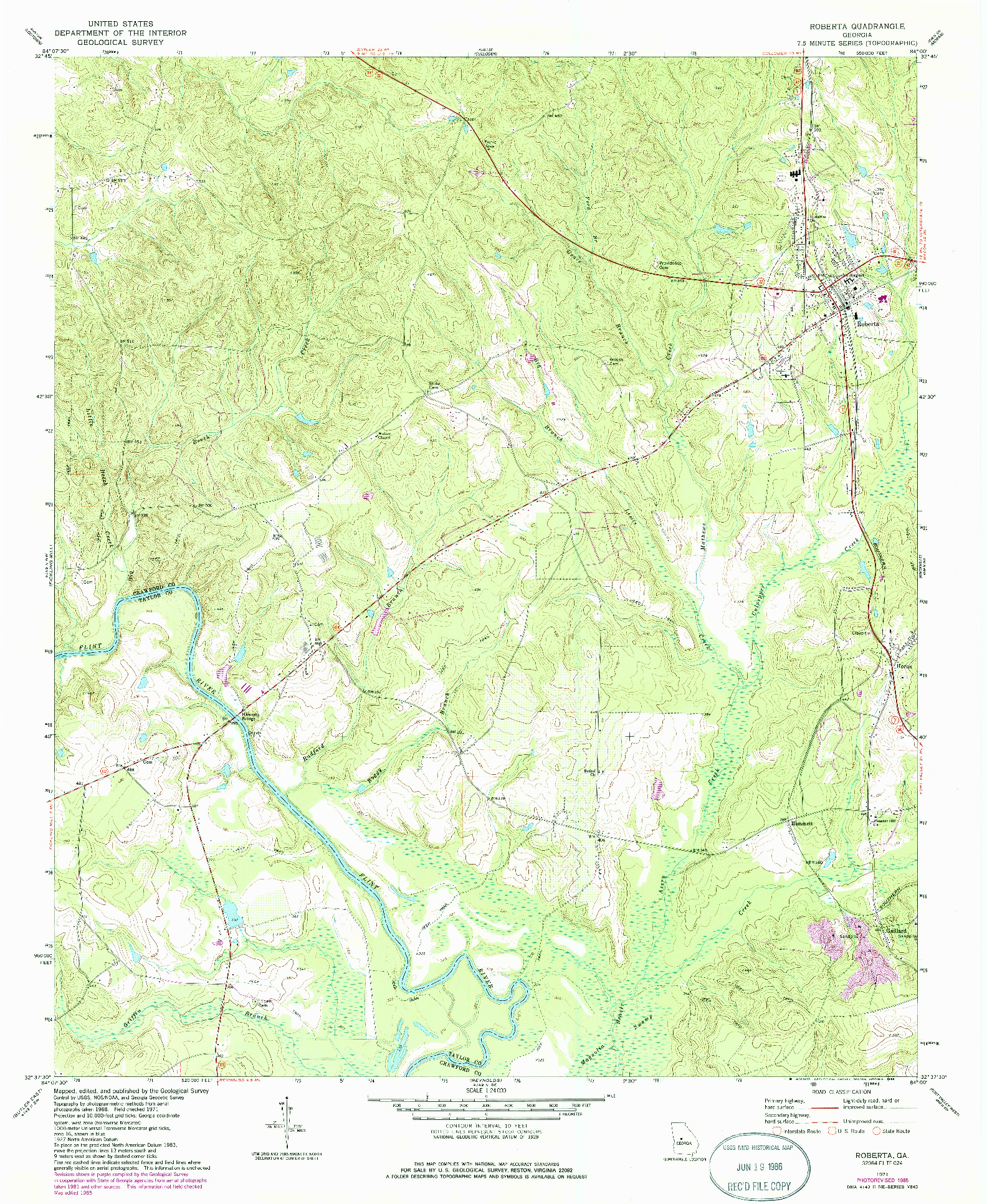USGS 1:24000-SCALE QUADRANGLE FOR ROBERTA, GA 1971