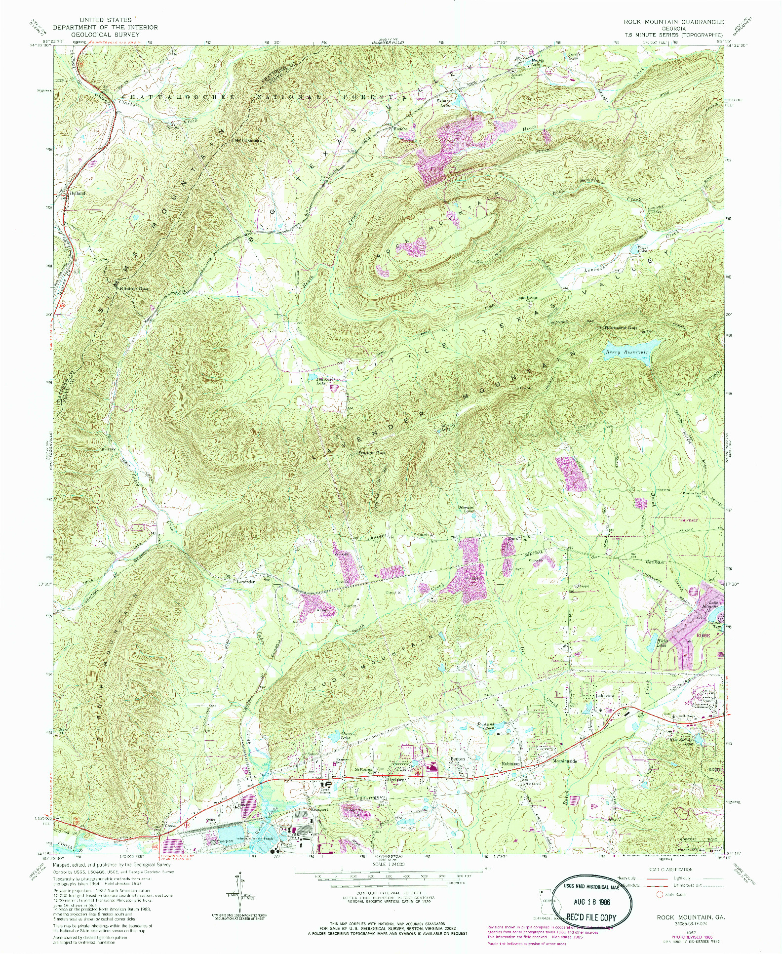 USGS 1:24000-SCALE QUADRANGLE FOR ROCK MOUNTAIN, GA 1967