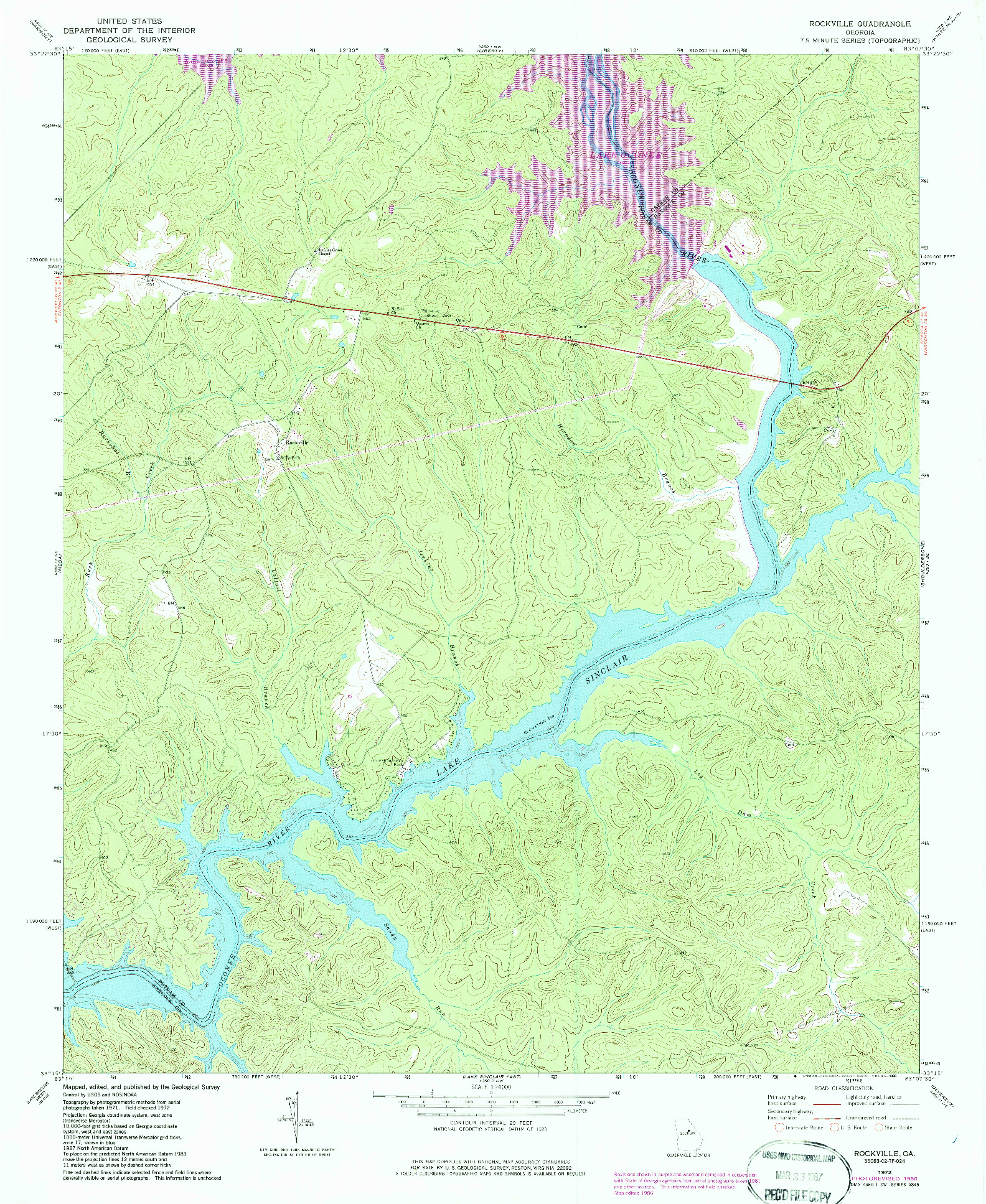 USGS 1:24000-SCALE QUADRANGLE FOR ROCKVILLE, GA 1972