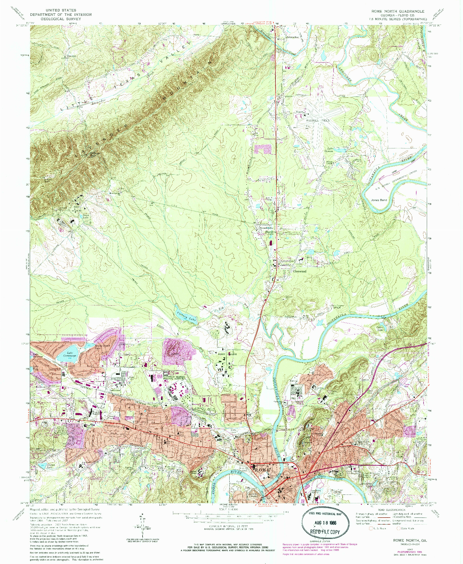 USGS 1:24000-SCALE QUADRANGLE FOR ROME NORTH, GA 1967