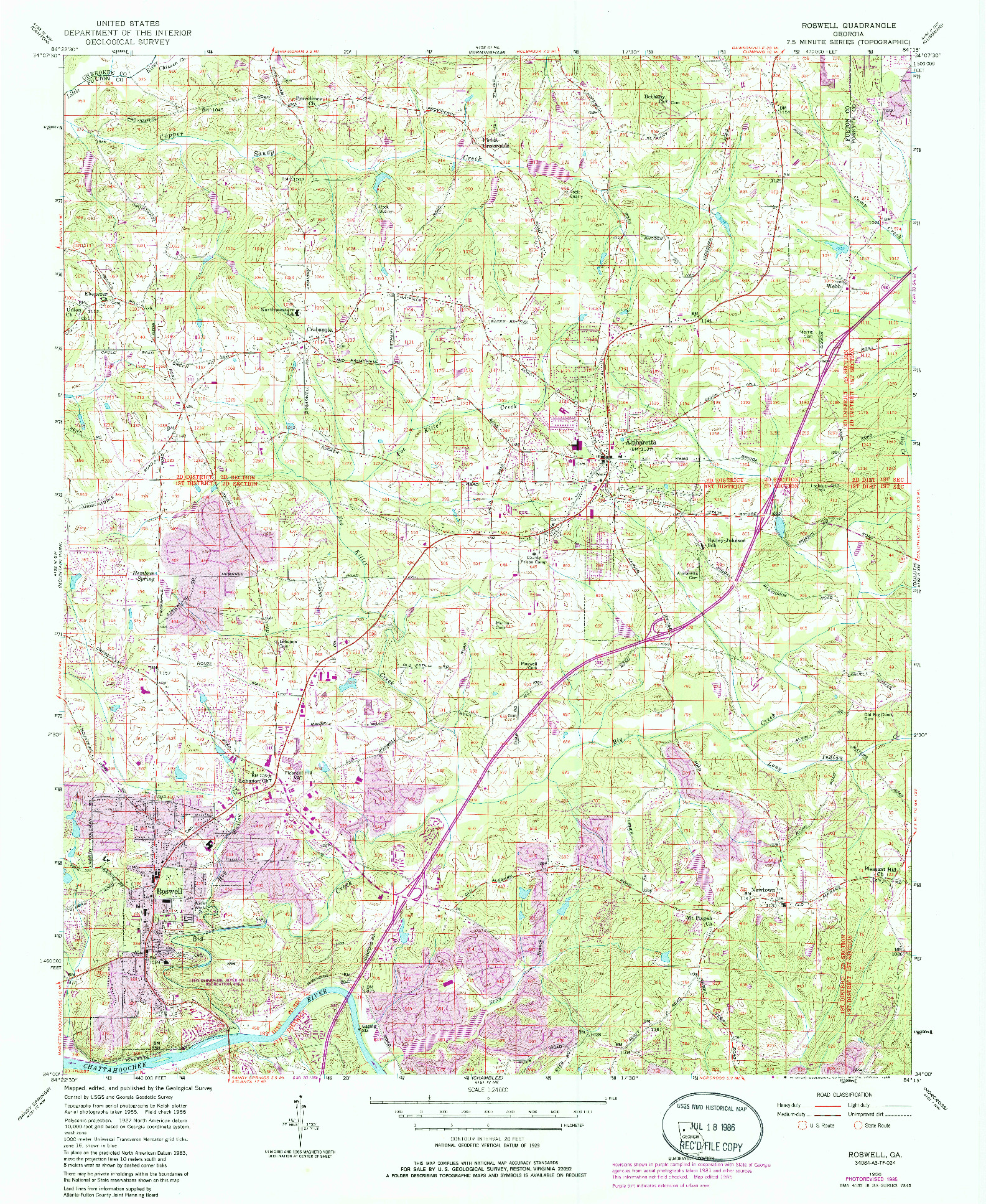 USGS 1:24000-SCALE QUADRANGLE FOR ROSWELL, GA 1956