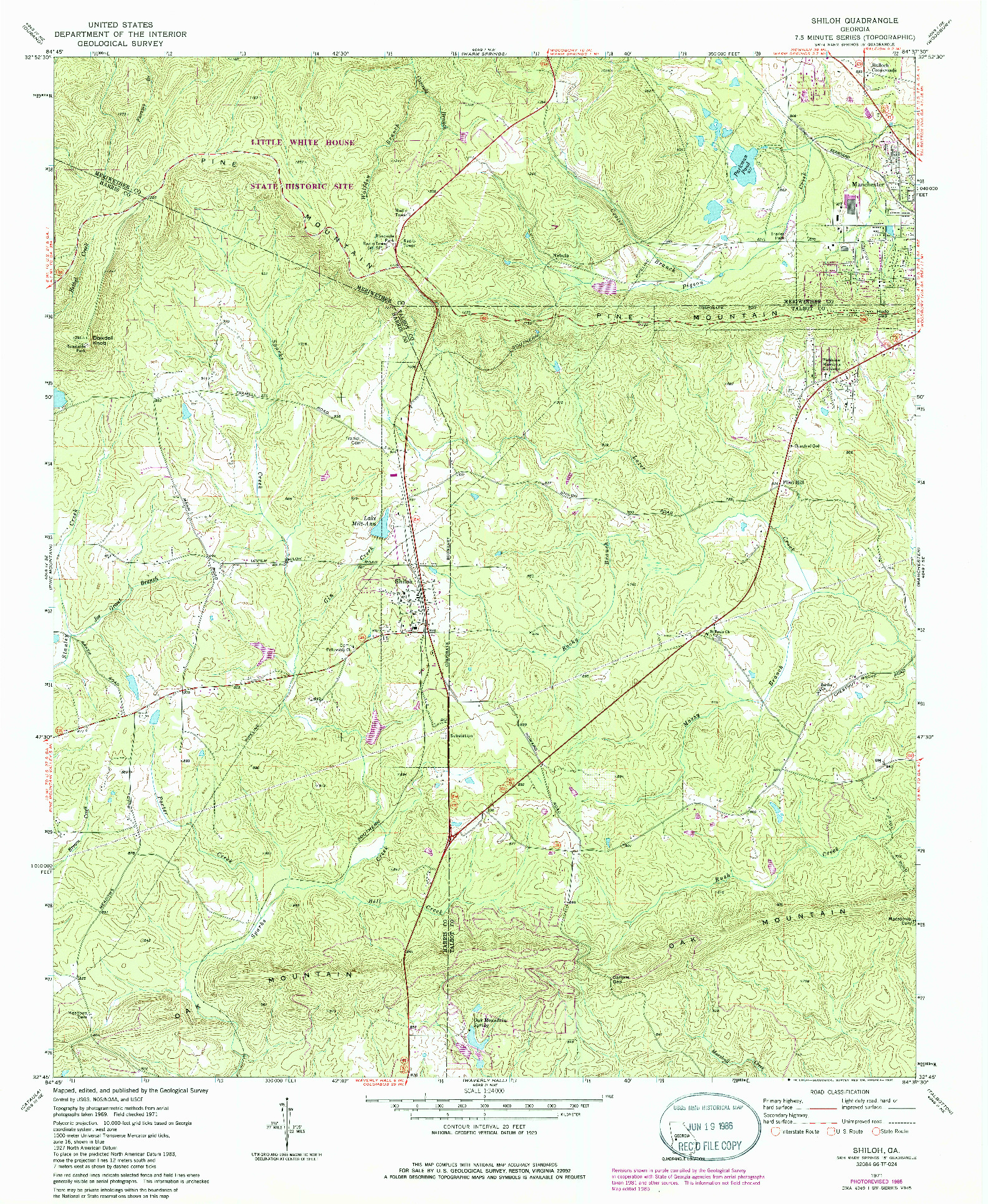 USGS 1:24000-SCALE QUADRANGLE FOR SHILOH, GA 1971