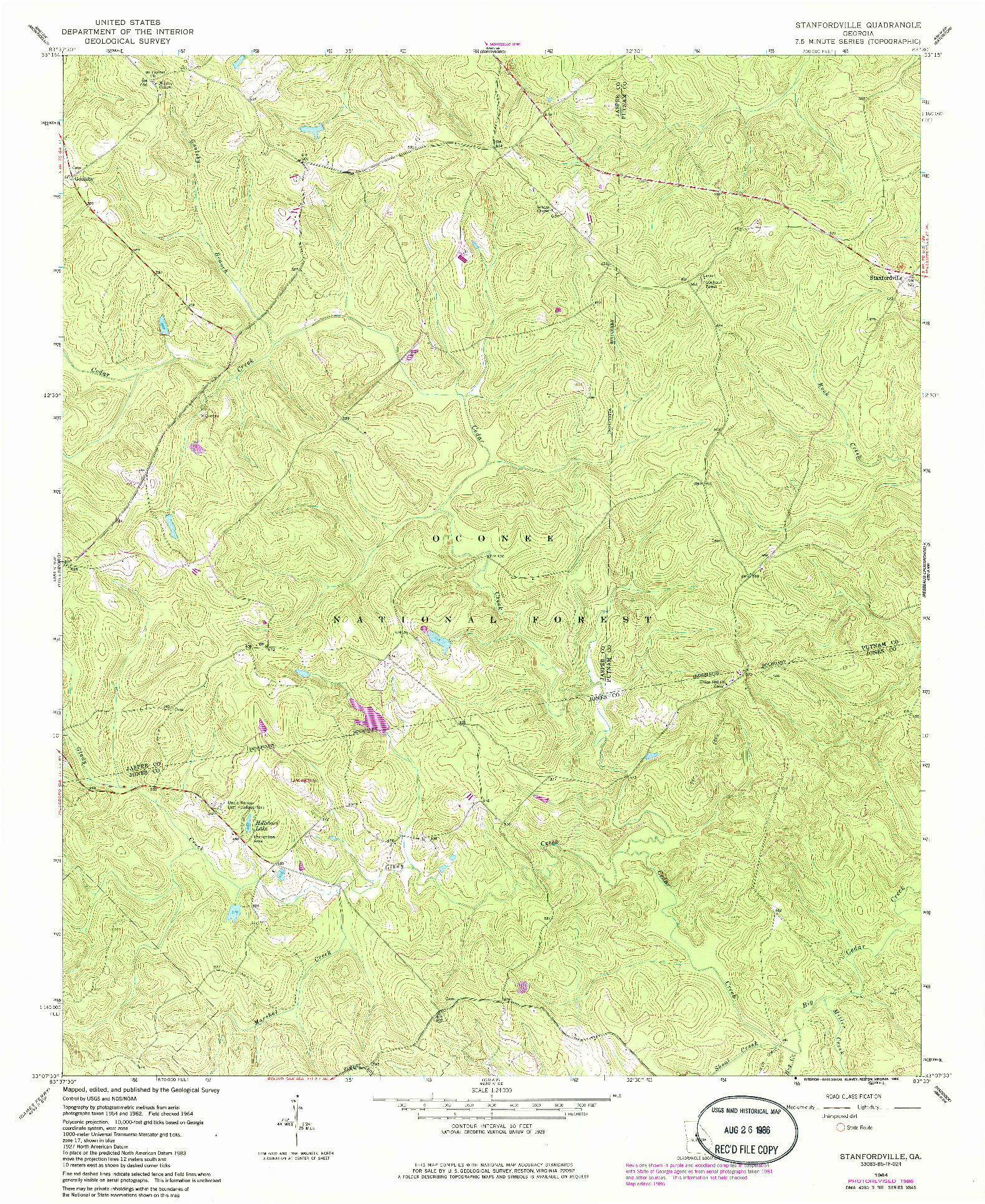 USGS 1:24000-SCALE QUADRANGLE FOR STANFORDVILLE, GA 1964