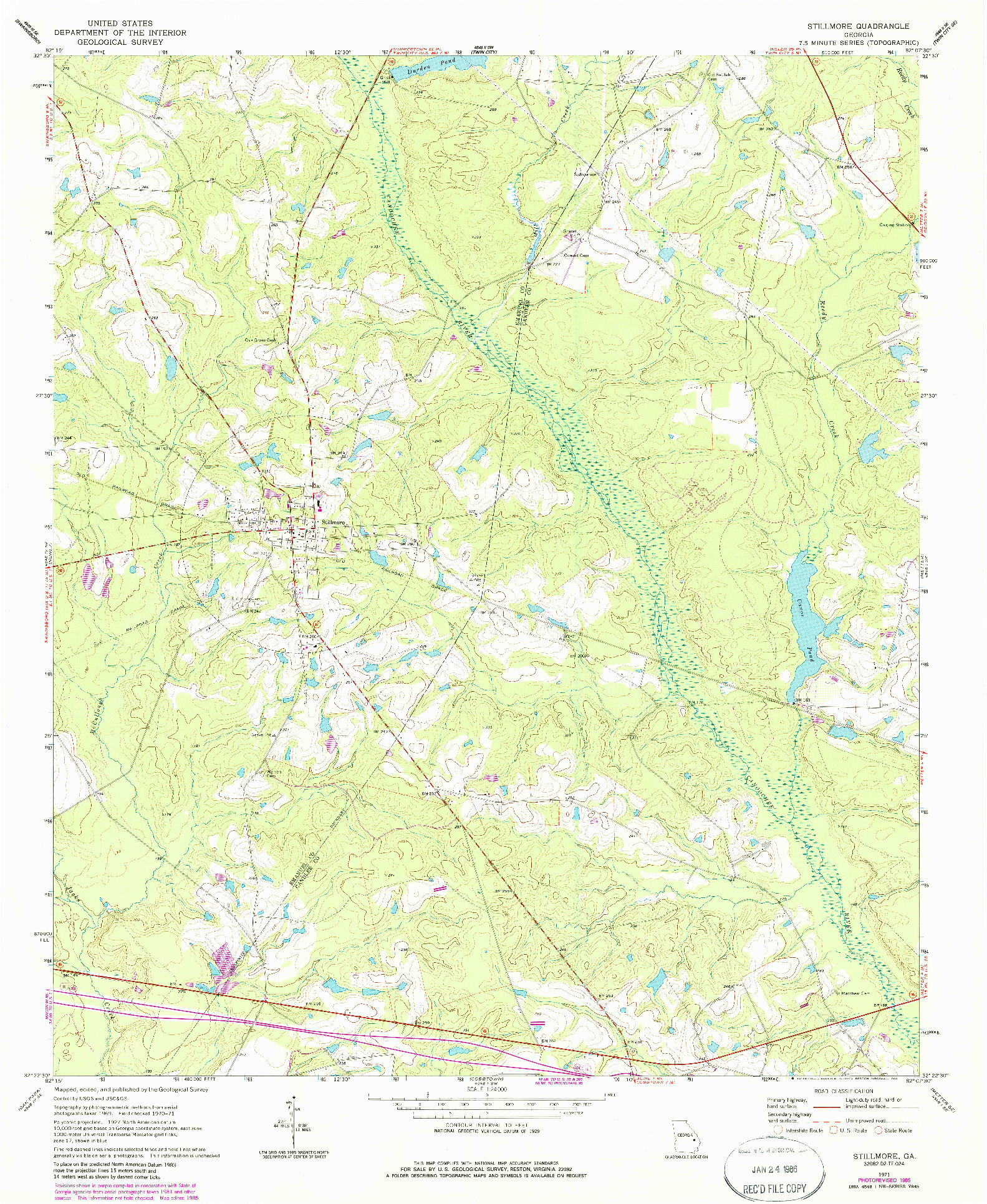USGS 1:24000-SCALE QUADRANGLE FOR STILLMORE, GA 1971