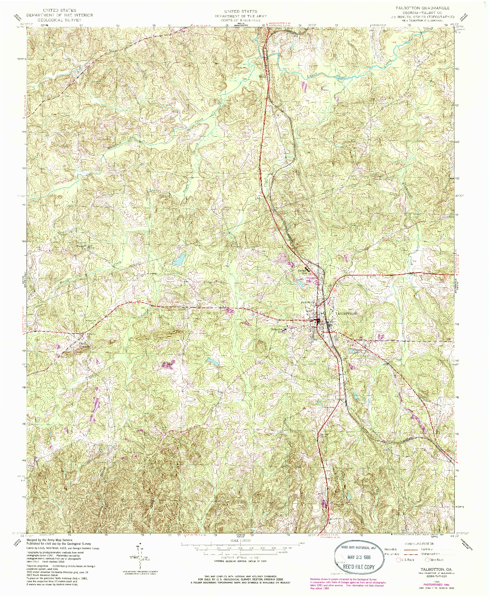 USGS 1:24000-SCALE QUADRANGLE FOR TALBOTTON, GA 1955