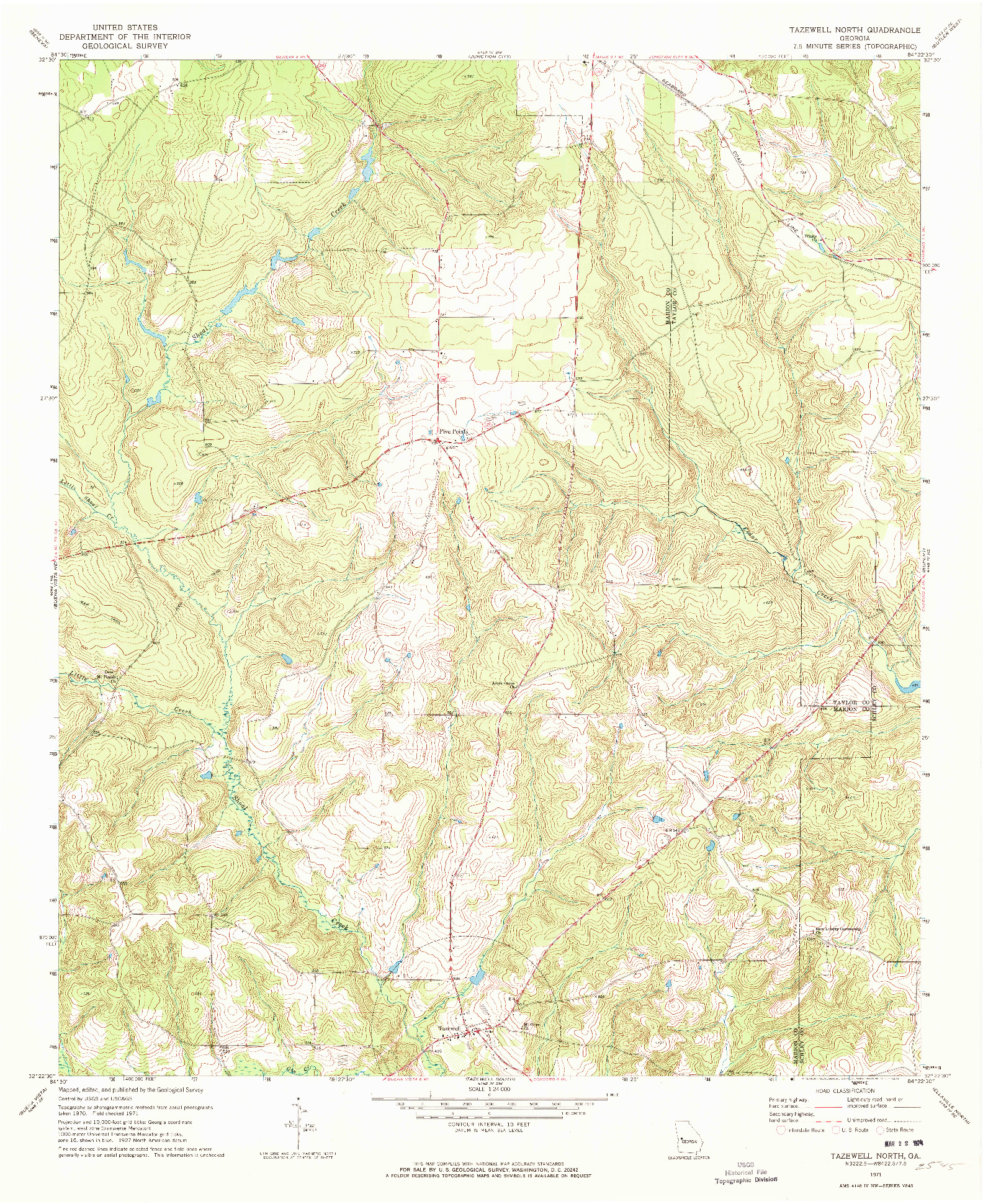 USGS 1:24000-SCALE QUADRANGLE FOR TAZEWELL NORTH, GA 1971