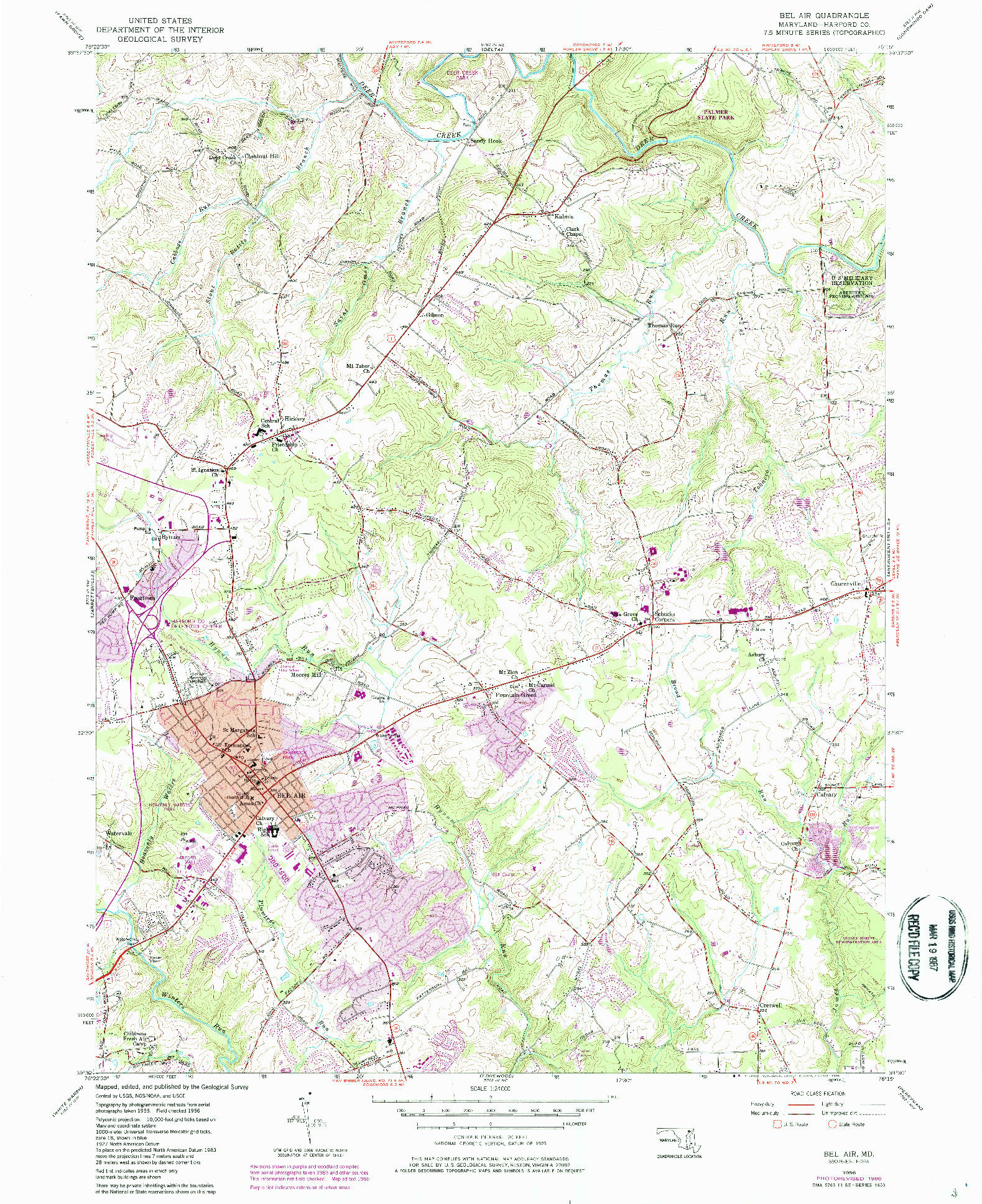 USGS 1:24000-SCALE QUADRANGLE FOR BEL AIR, MD 1956