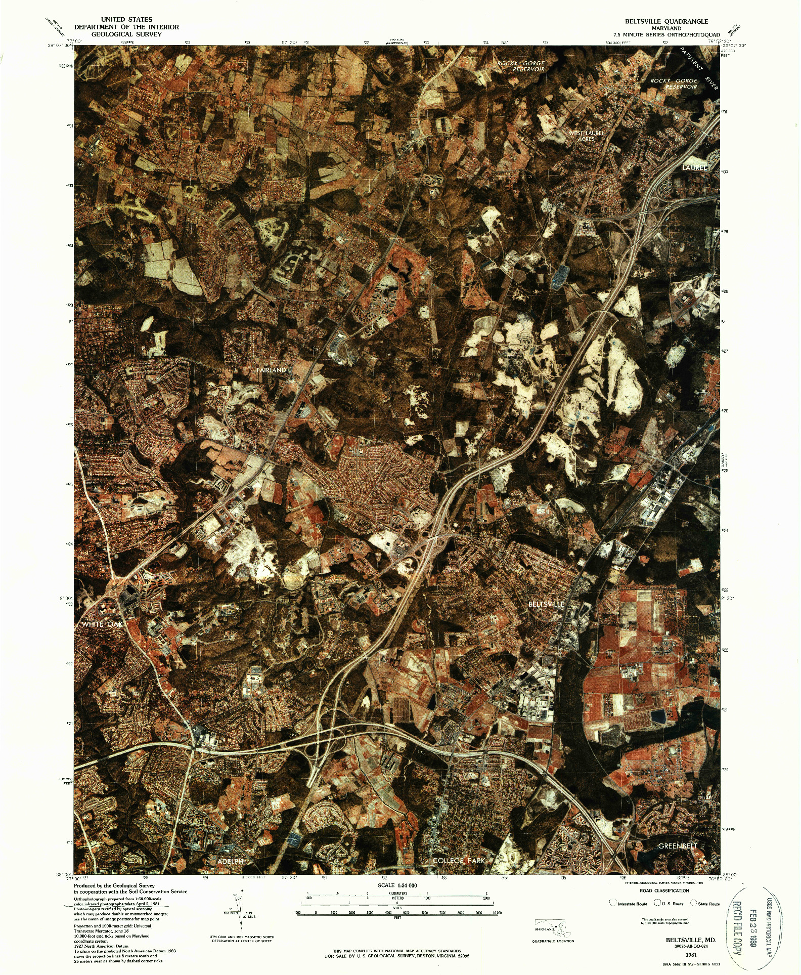 USGS 1:24000-SCALE QUADRANGLE FOR BELTSVILLE, MD 1981