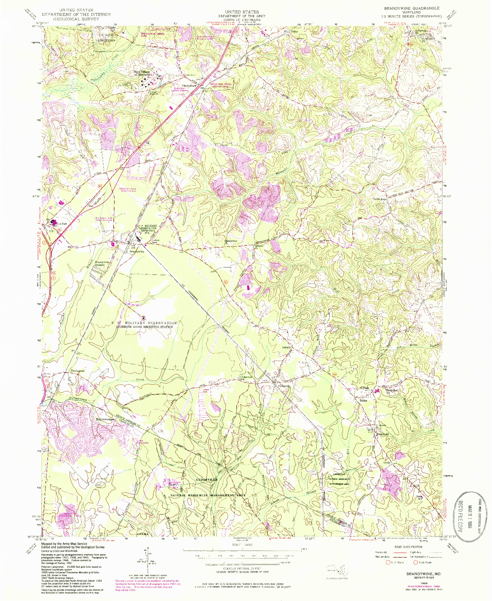 USGS 1:24000-SCALE QUADRANGLE FOR BRANDYWINE, MD 1956