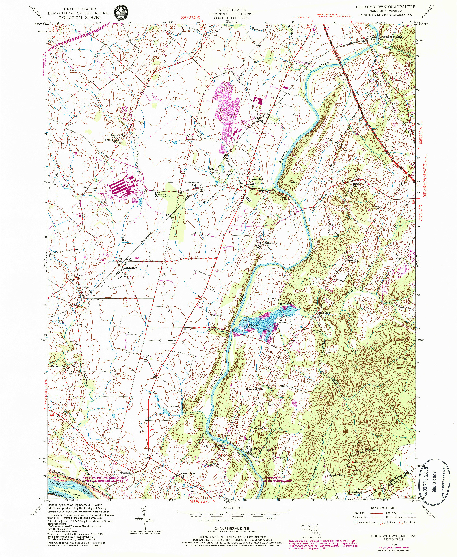 USGS 1:24000-SCALE QUADRANGLE FOR BUCKEYSTOWN, MD 1952